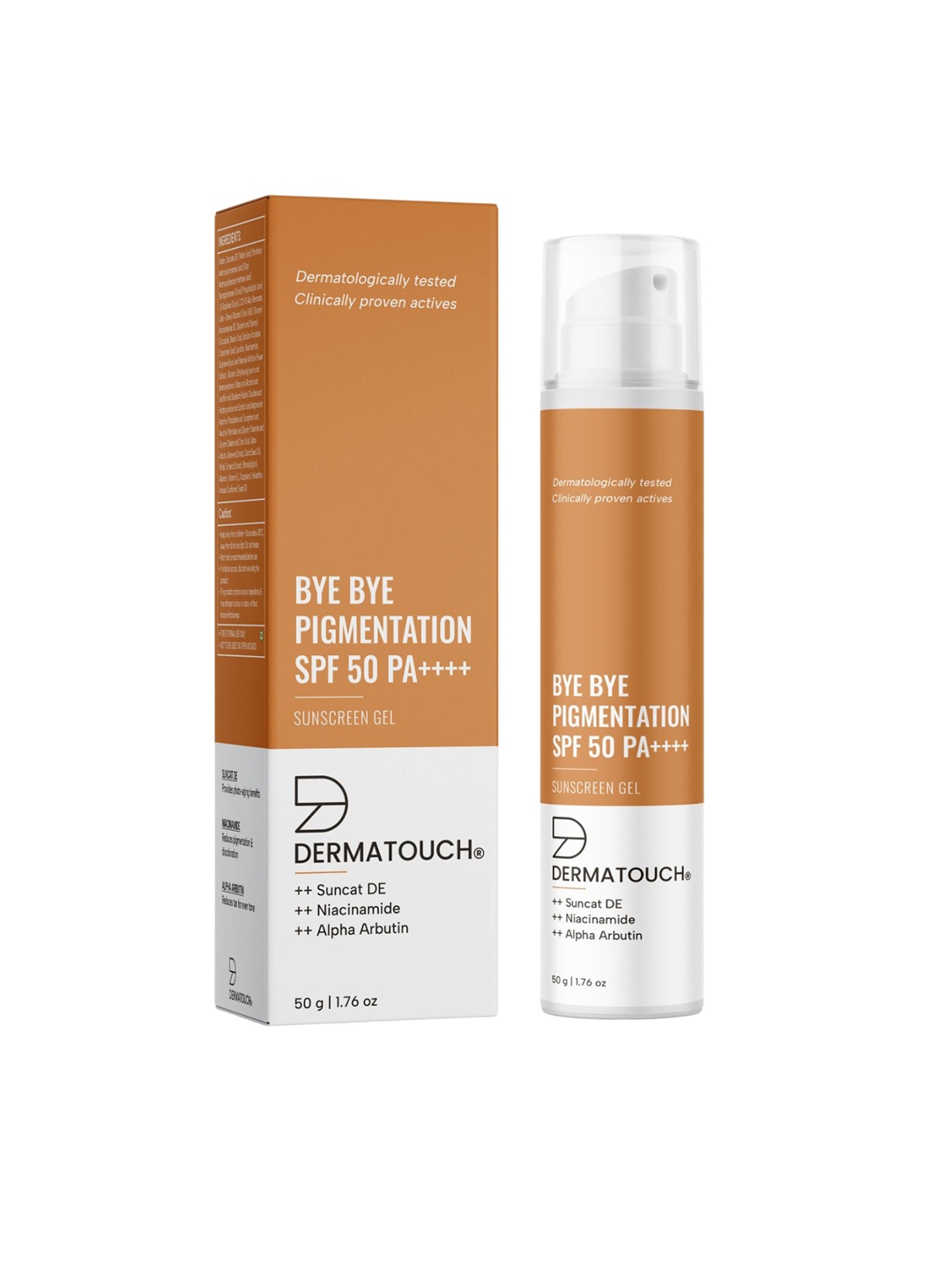 

Dermatouch Bye Bye Pigmentation SPF 50 PA++++ Niacinamide Sunscreen Gel 50g, Orange