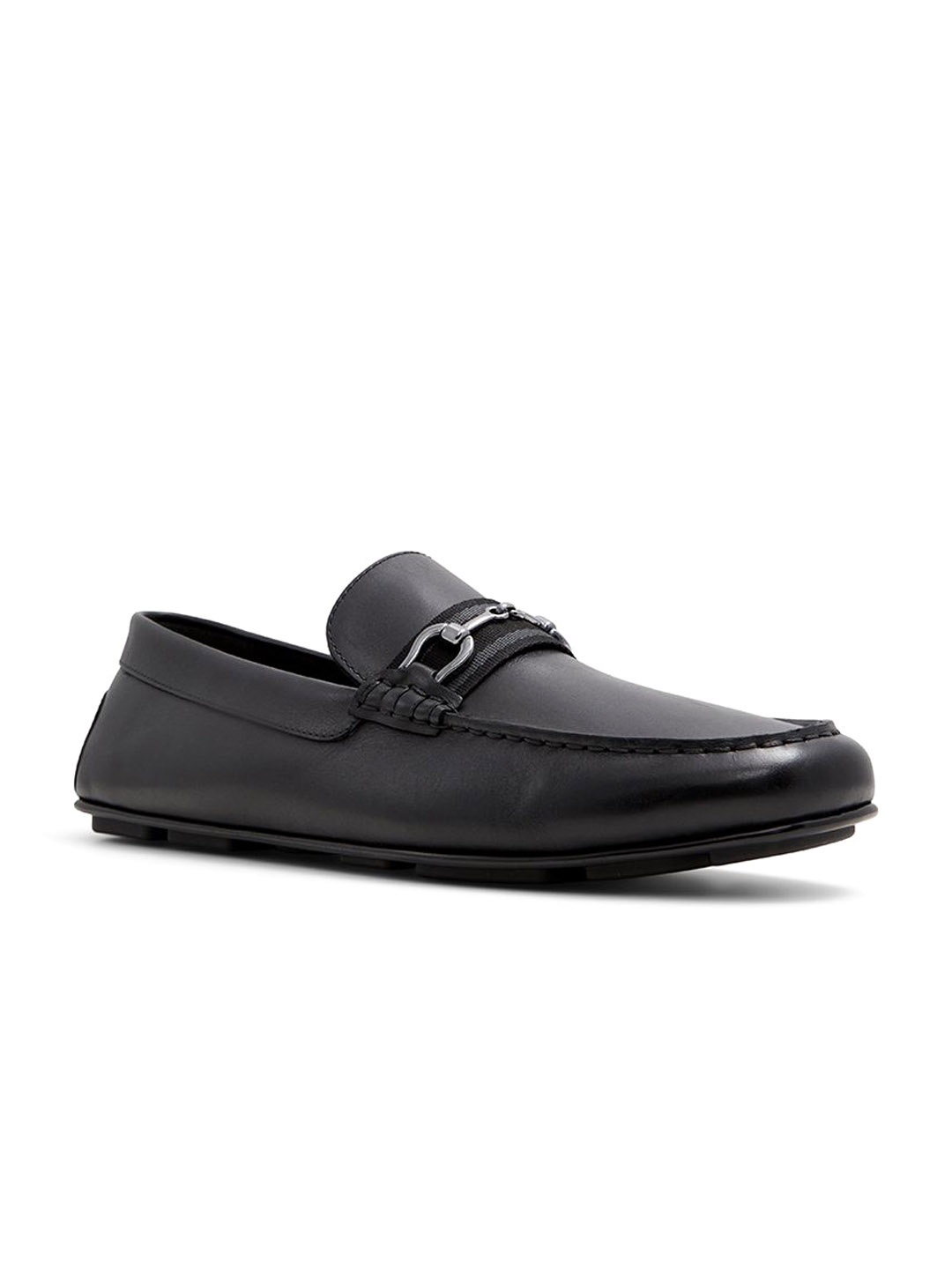 

ALDO Men Leather Round Toe Loafers, Black