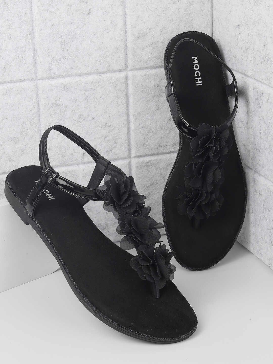 

Mochi Women Backstrap Open Toe Flats, Black