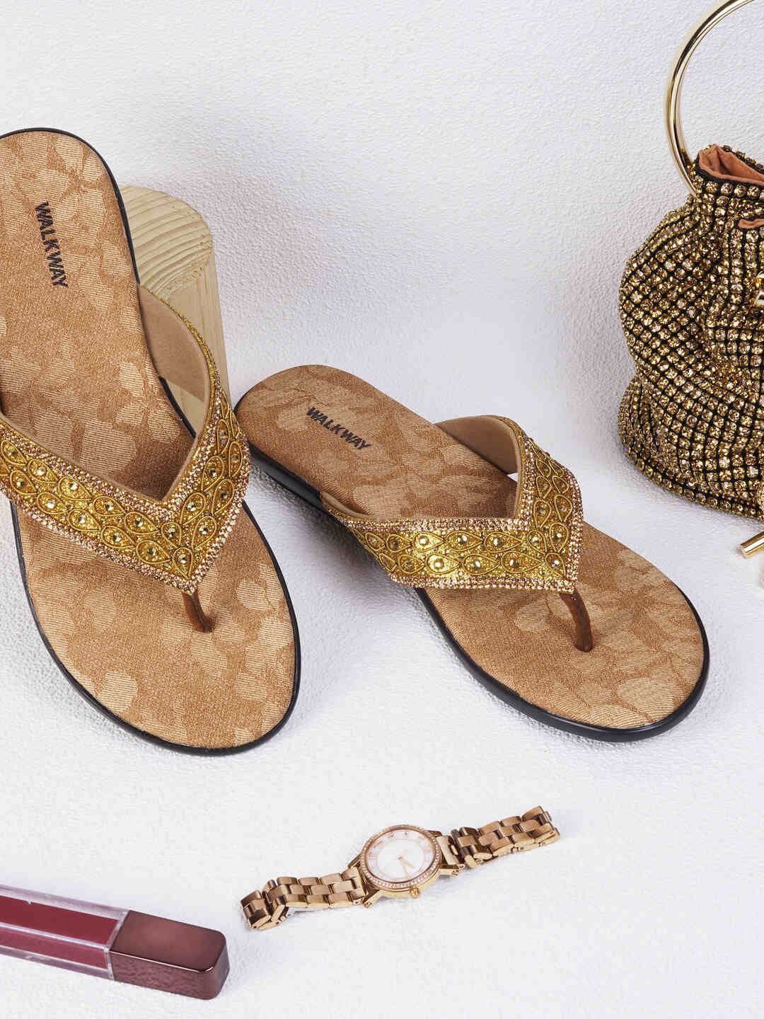 

WALKWAY by Metro Embellished Block Sandals, Gold