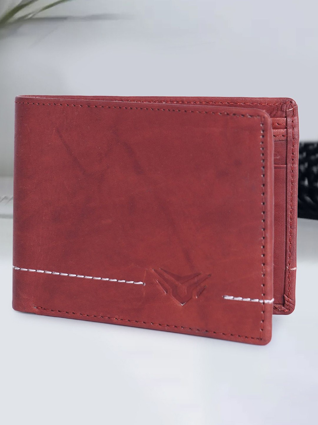 

YA MALEKO Men Leather Two Fold Wallet, Maroon