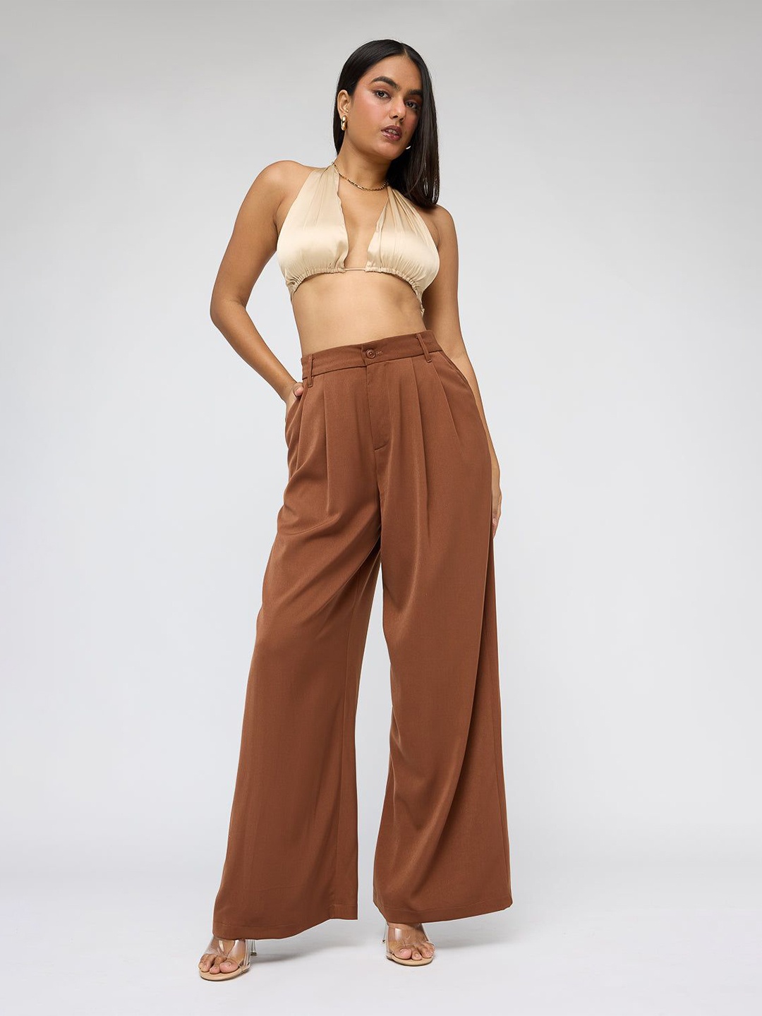 

FREAKINS Tawny Brown Super Flared Korean Pants