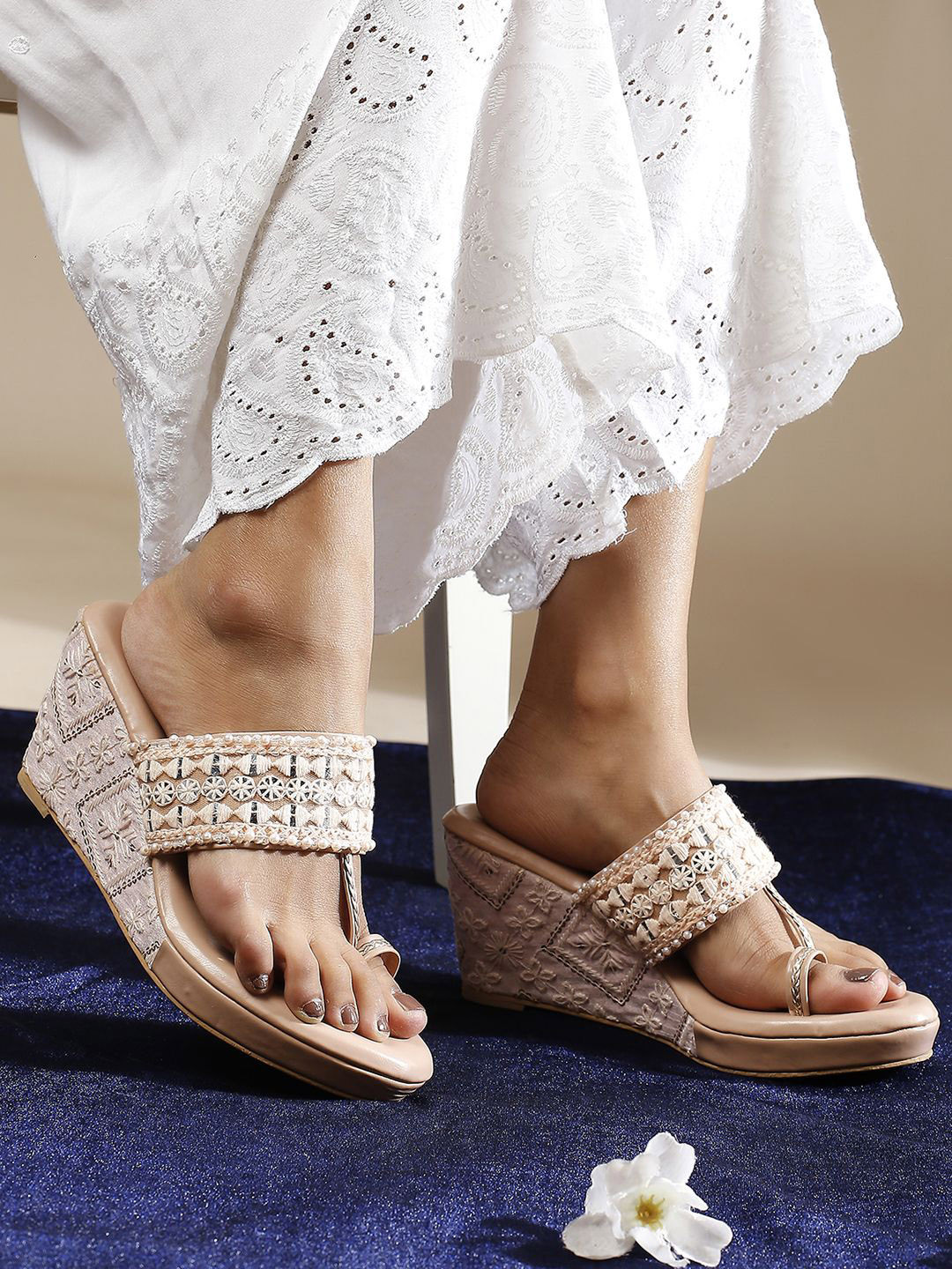 

Inc 5 Textured Wedge Heels Sandals, Peach