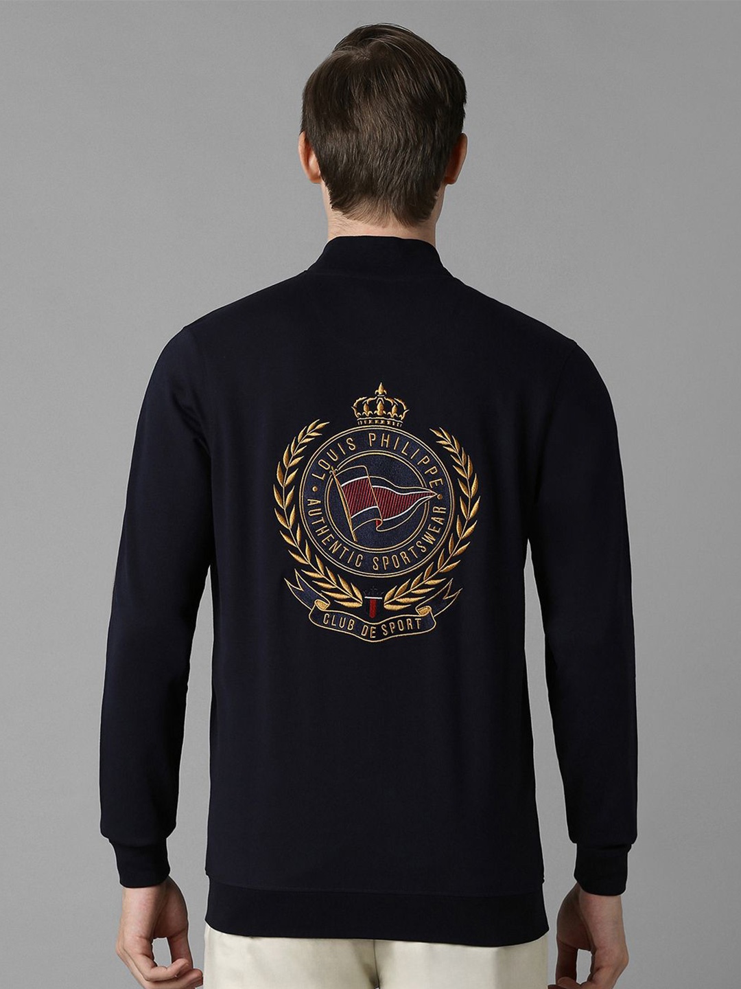 

Louis Philippe Sport Men Embroidered Brand Logo Cotton Sweatshirt, Black
