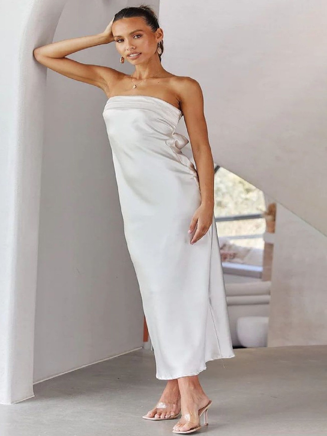 

StyleCast Strapless A-Line Maxi Dress, Off white