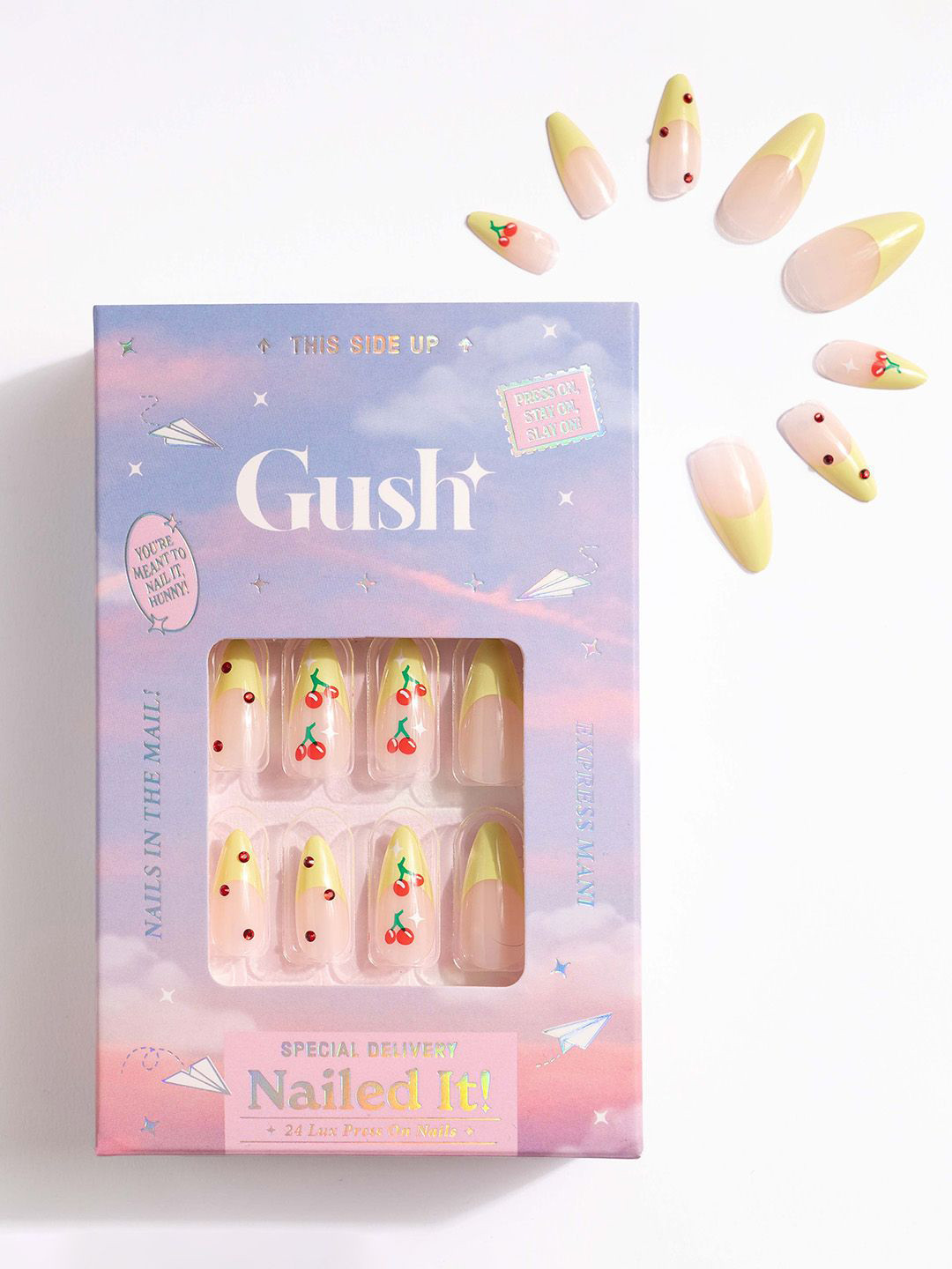 

Gush Beauty Nailed It 24Pcs Medium Almond Press On Nails - French Lime Cherries, Multi