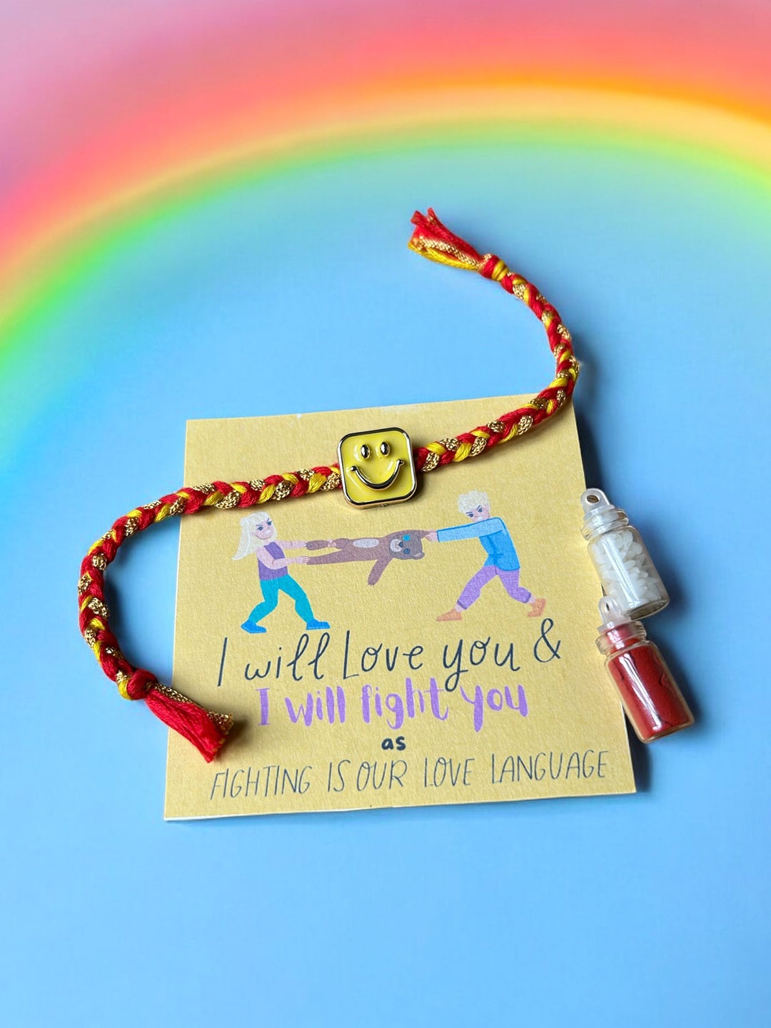 

JEWELWATI Boys Smiley Thread Rakhi, Red