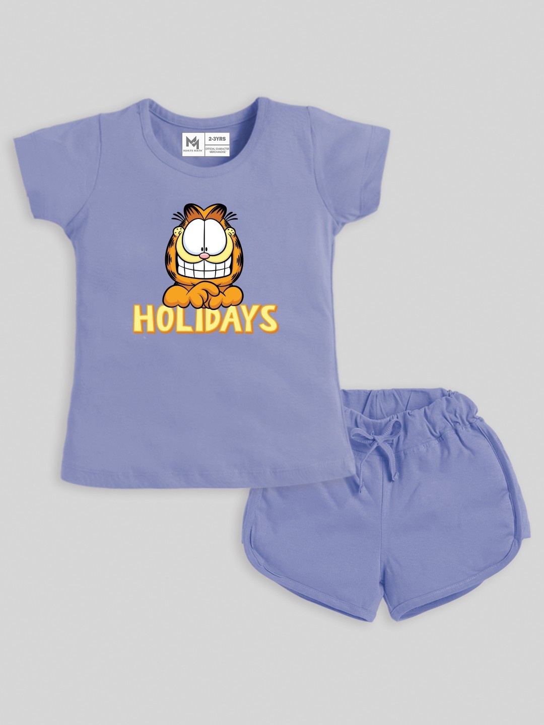 

YK X Minute Mirth Infant Girls Printed Pure Cotton Tshirt with Shorts, Purple