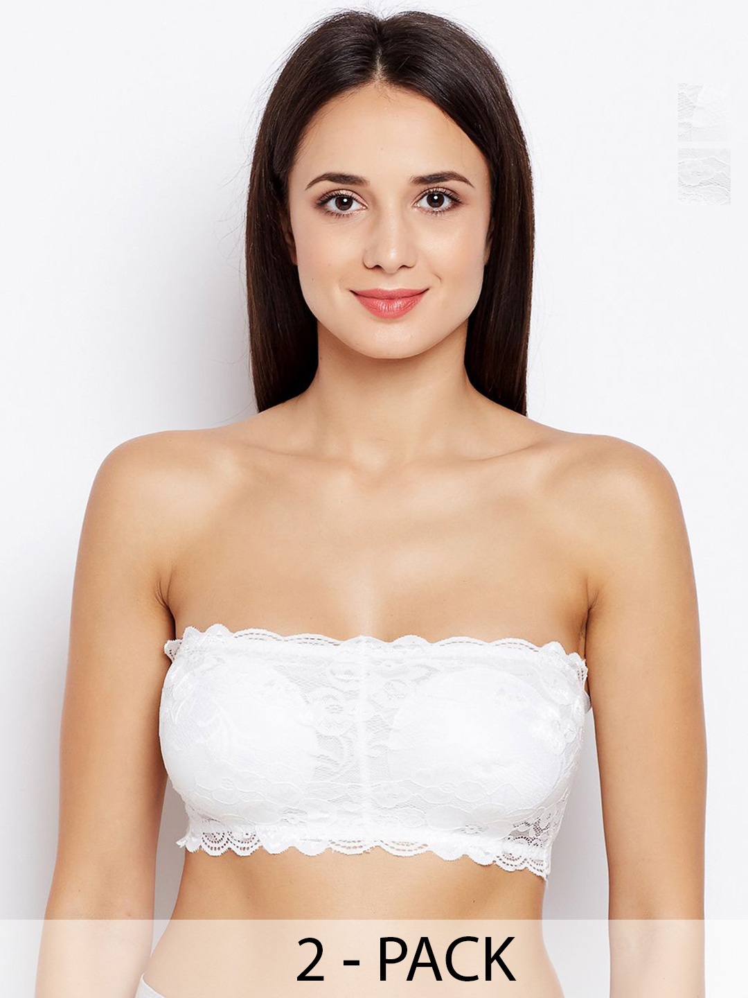 

JMT Wear Pack Of 2 Floral Bandeau Bra Half Coverage 521_WHT(PO2)_30C, White