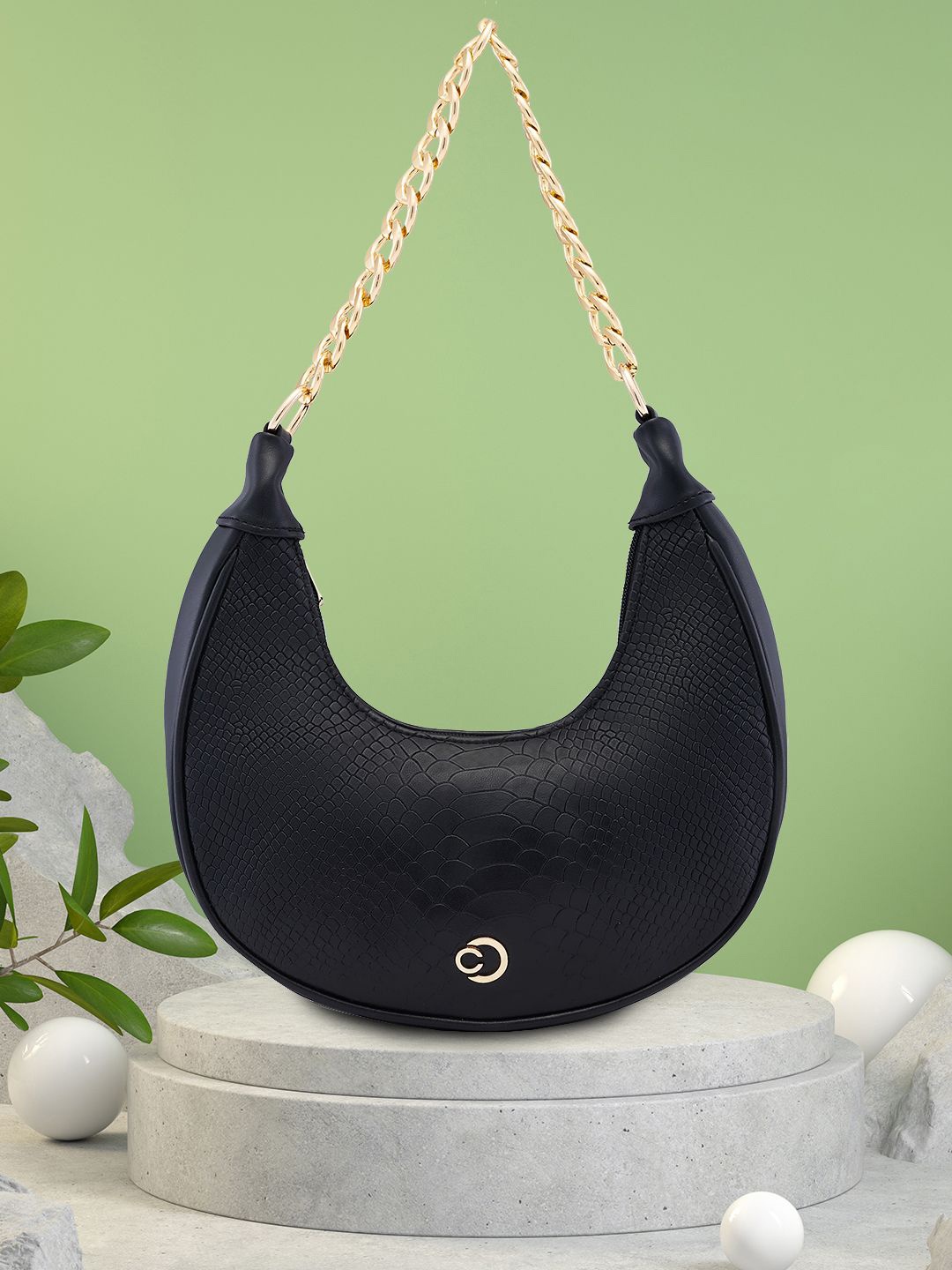 

Caprese PU Half Moon Hobo Bag with Tasselled, Black