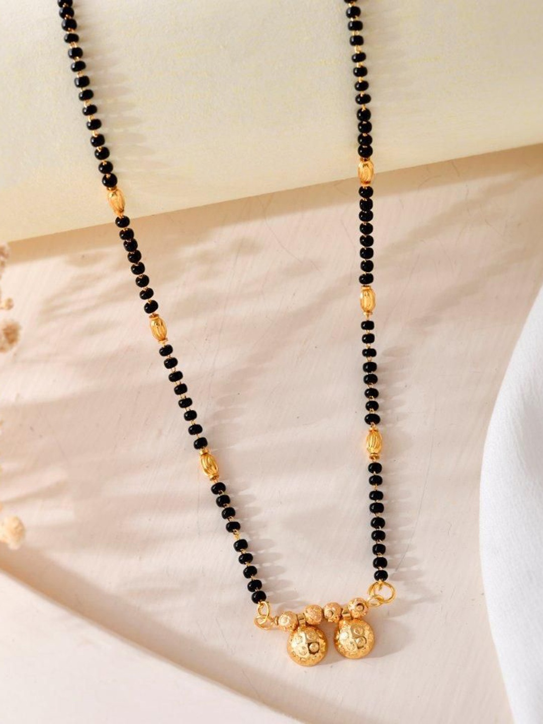

VOJ Gold-Plated Stainless Steel Beaded Mangalsutra