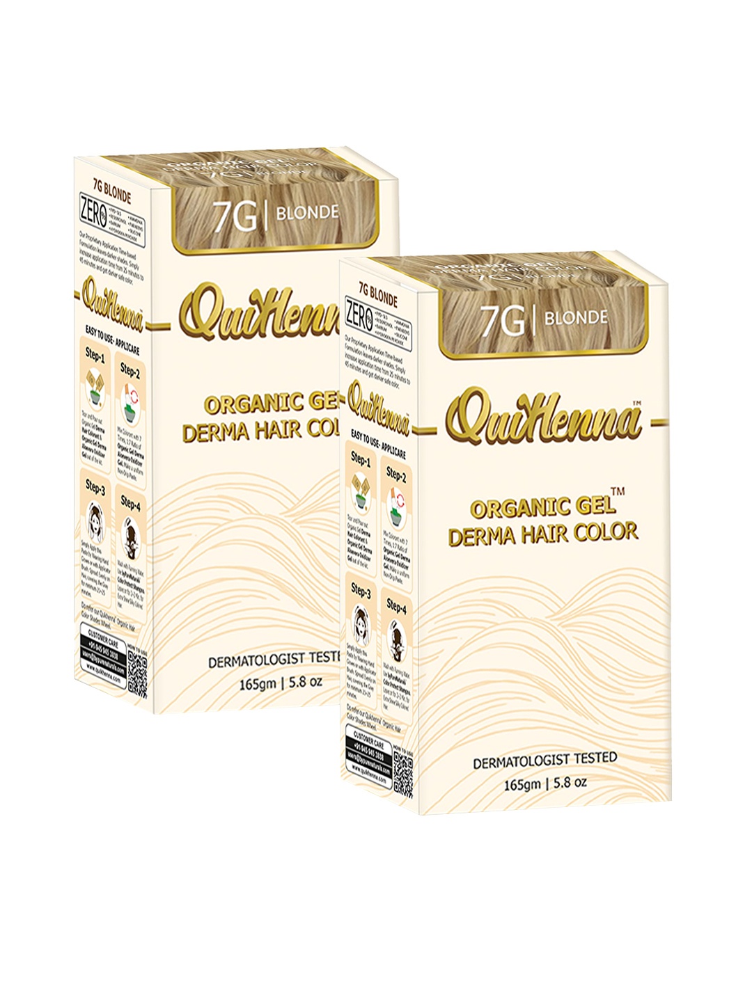 

QUIKHENNA Set Of 2 Organic Gel Derma Hair Colour 165 g Each - Blonde 7G, Gold