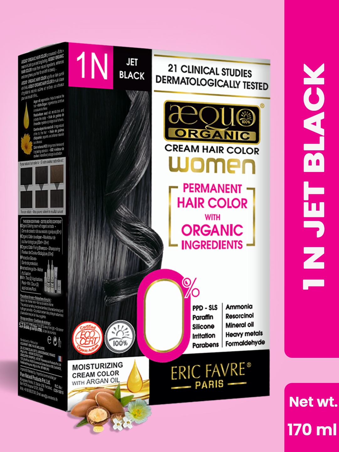 

Aequo Organic Permanent Hair Color with Organic Ingredients 175 ml - Jet Black 1N