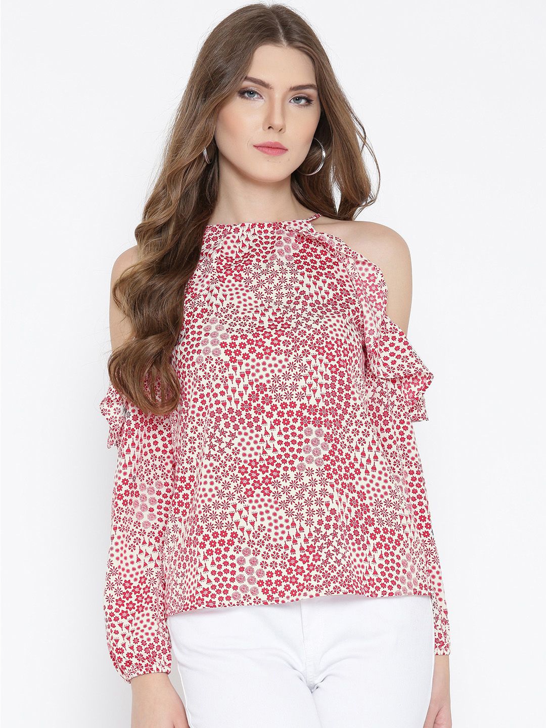 

Sera Women Floral Printed Halter Neck Top, Red