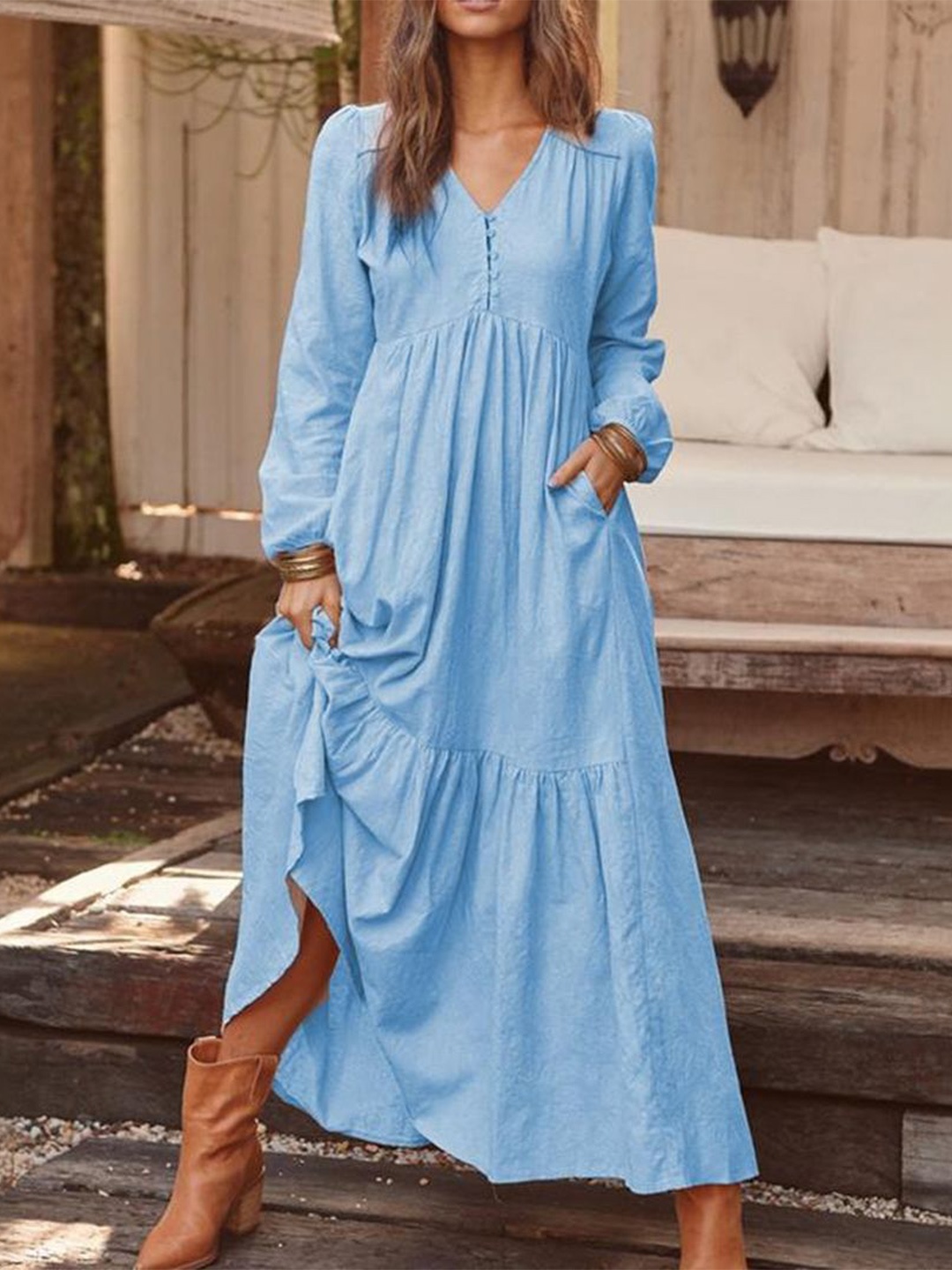 

StyleCast Georgette Empire Maxi Dress, Blue