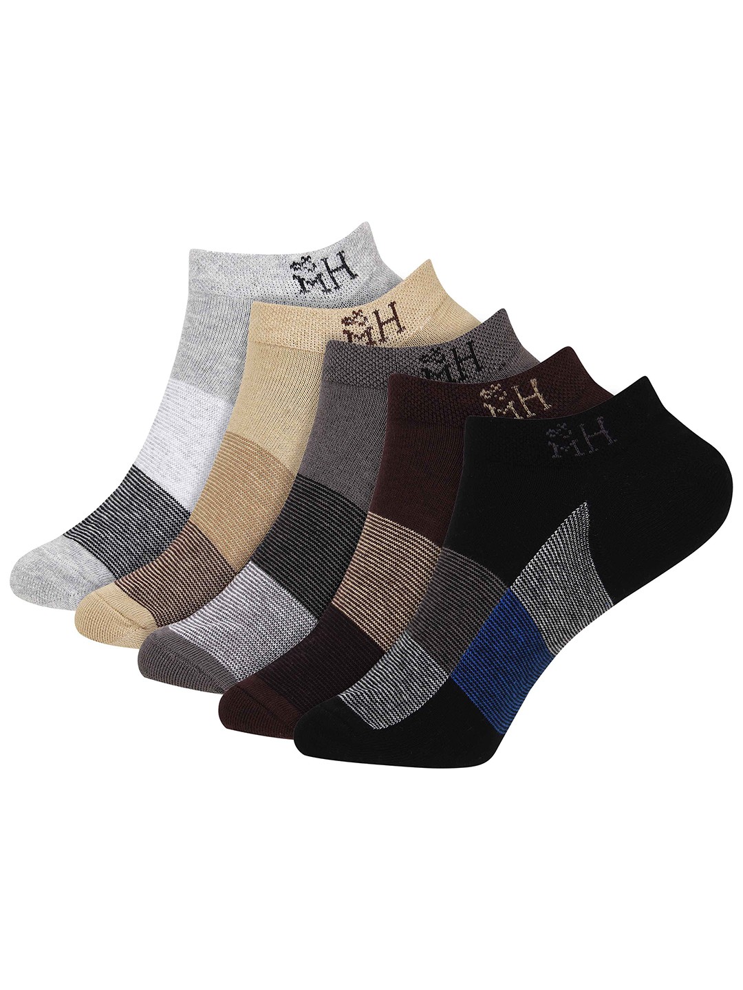 

Mast & Harbour Pack Of 5 Patterned Ankle Length Socks, Grey