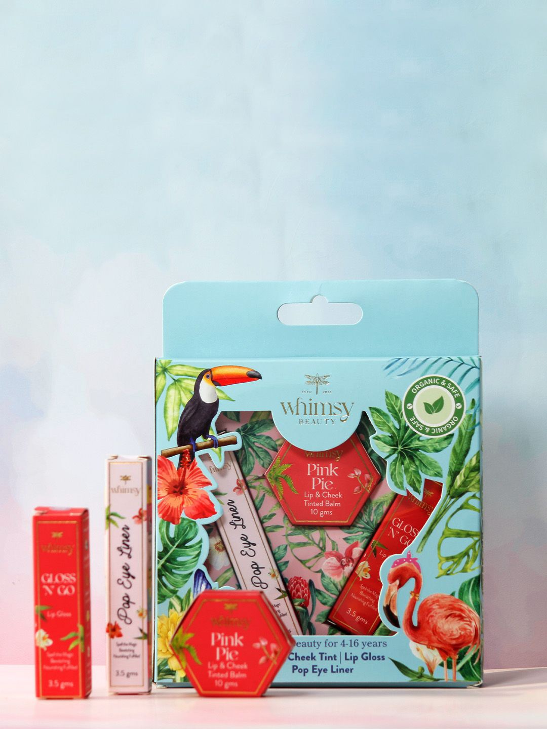 

Whimsy Beauty Set Of 3 Gloss N Go Lip Gloss, Pop Eyeliner & Pink Pie Lip & Cheek Balm Kit