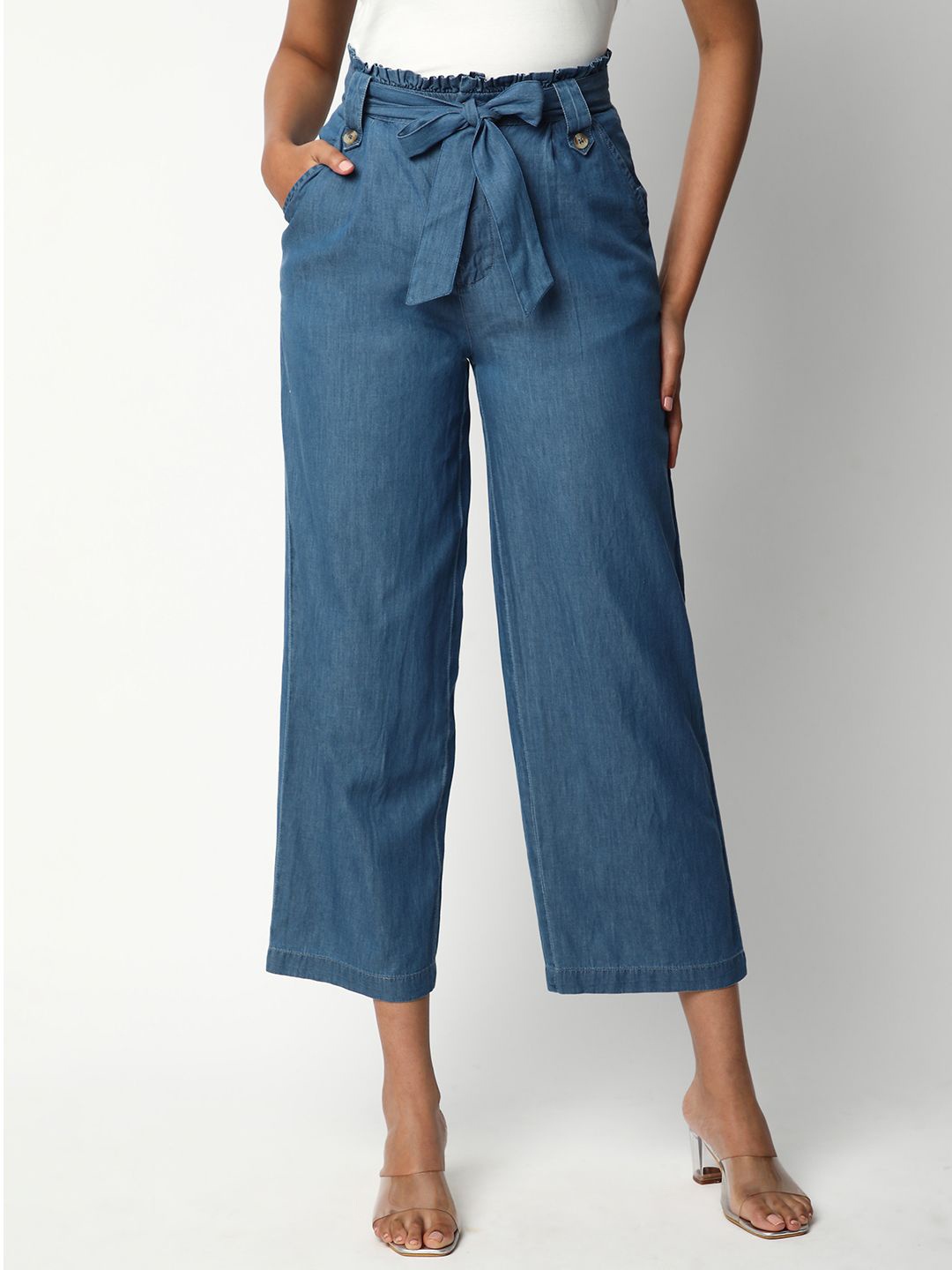 

R&B Women Comfort Relaxed Fit Cropped Jeans, Blue