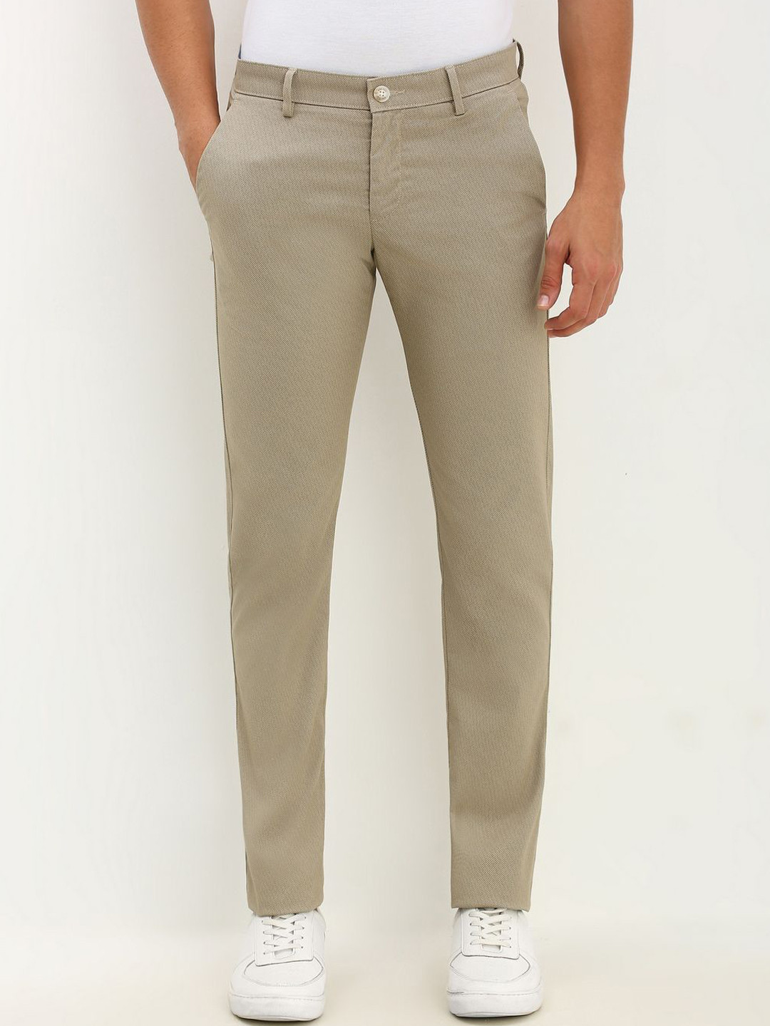 

Allen Solly Men Slim Fit Trousers, Khaki