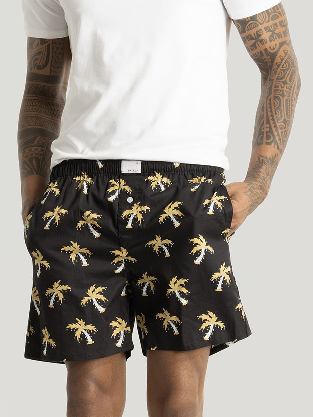

Snitch Men Printed Pure Cotton Boxers 4MSBX9249-02-L, Black