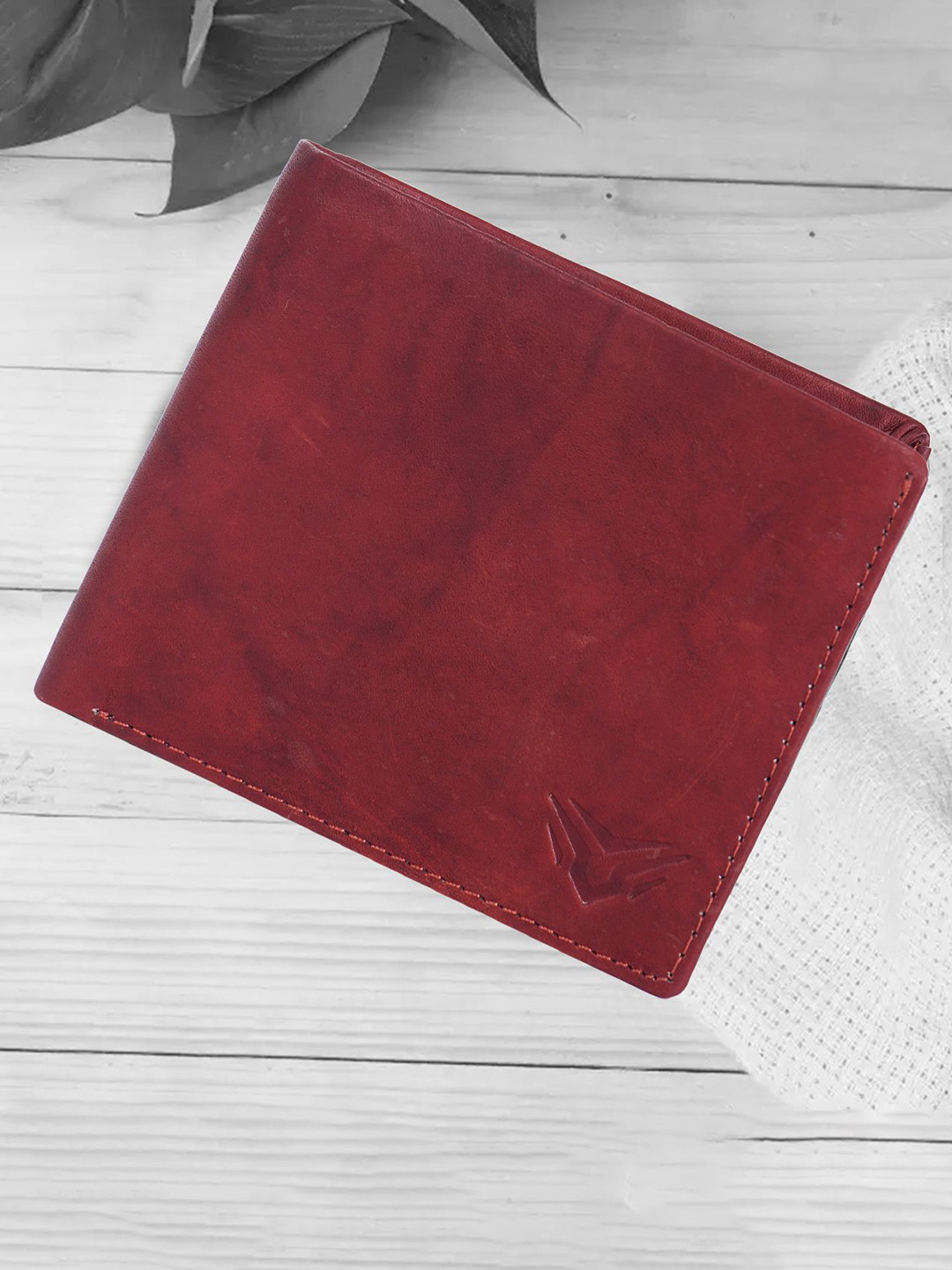 

YA MALEKO Men Leather Two Fold Wallet, Maroon