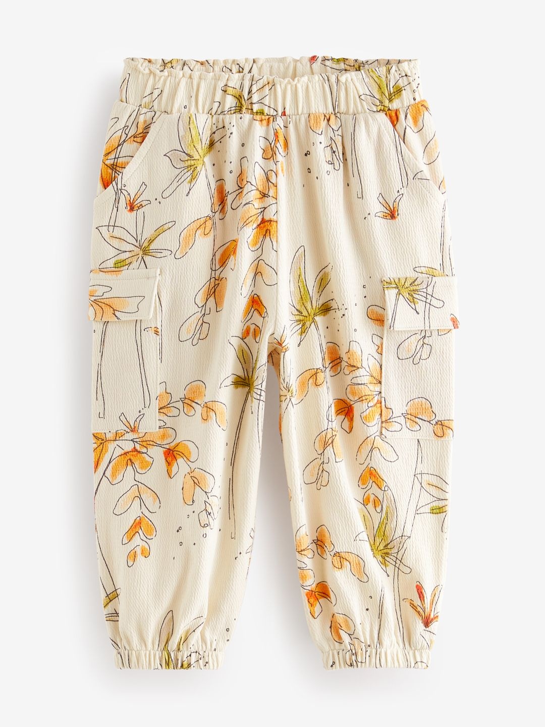 

NEXT Infant Girls Floral Printed Joggers Trousers, Cream