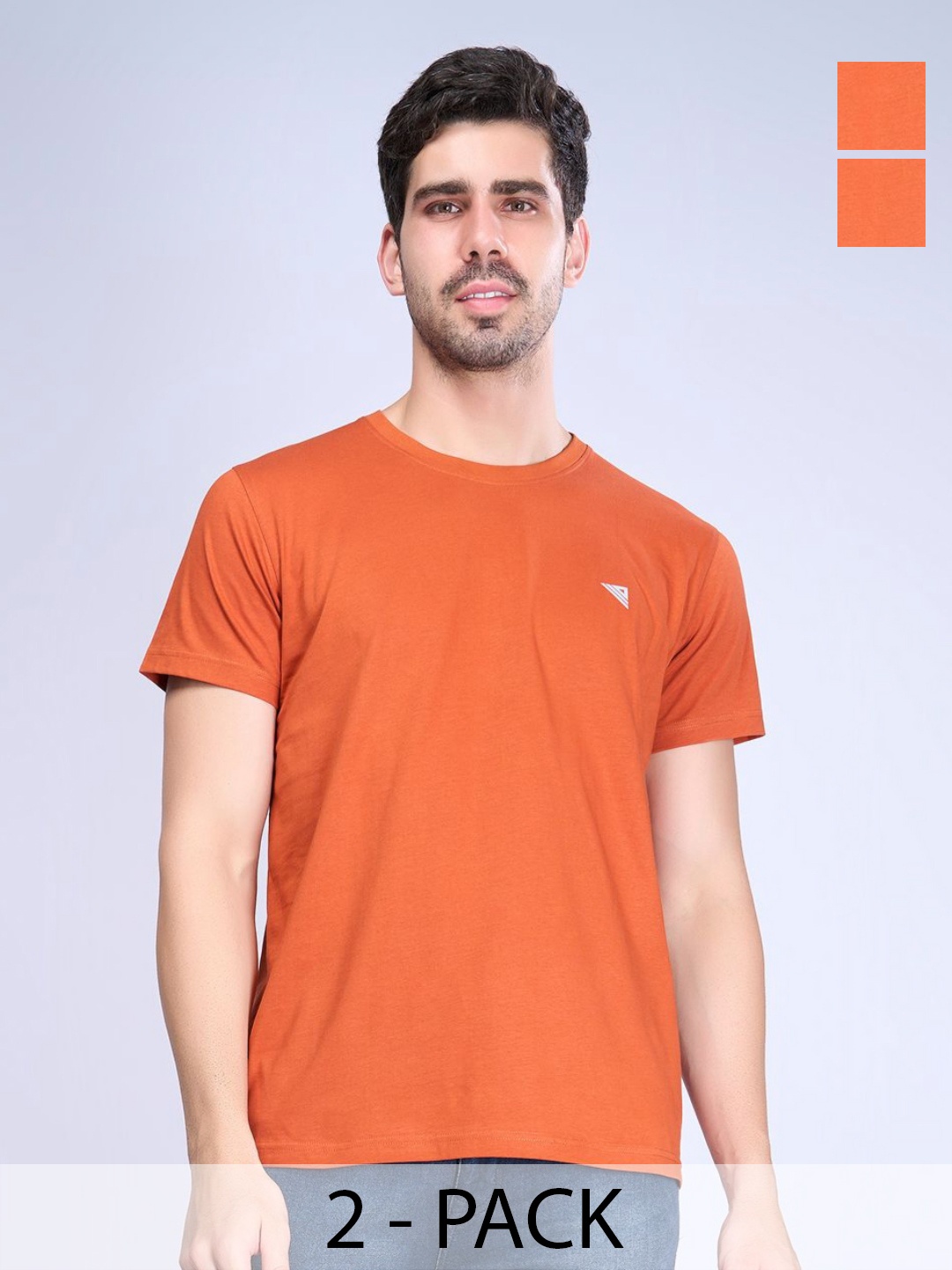 

Ramraj Pack of 2 Round Neck Cotton T Shirt, Orange