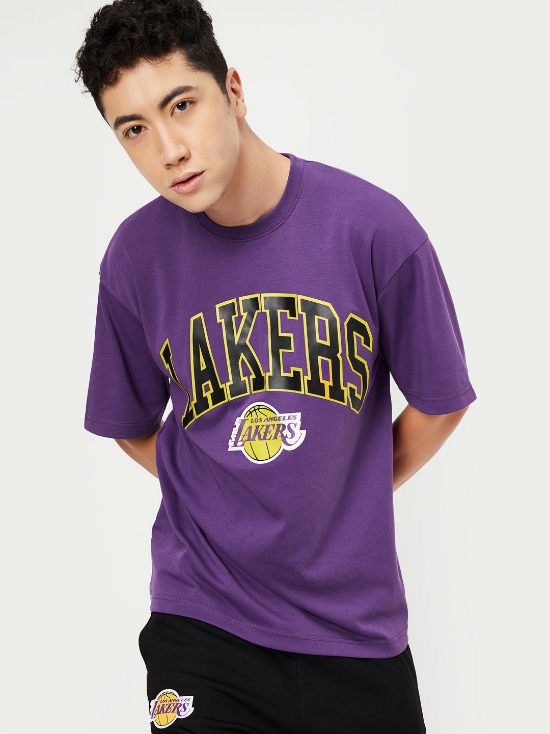 

max Men Typography Printed Round Neck T-Shirt, Purple
