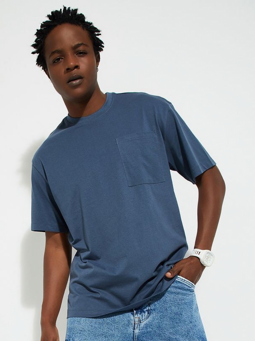 

max URB_N Men Oversized Solid T-shirt, Blue