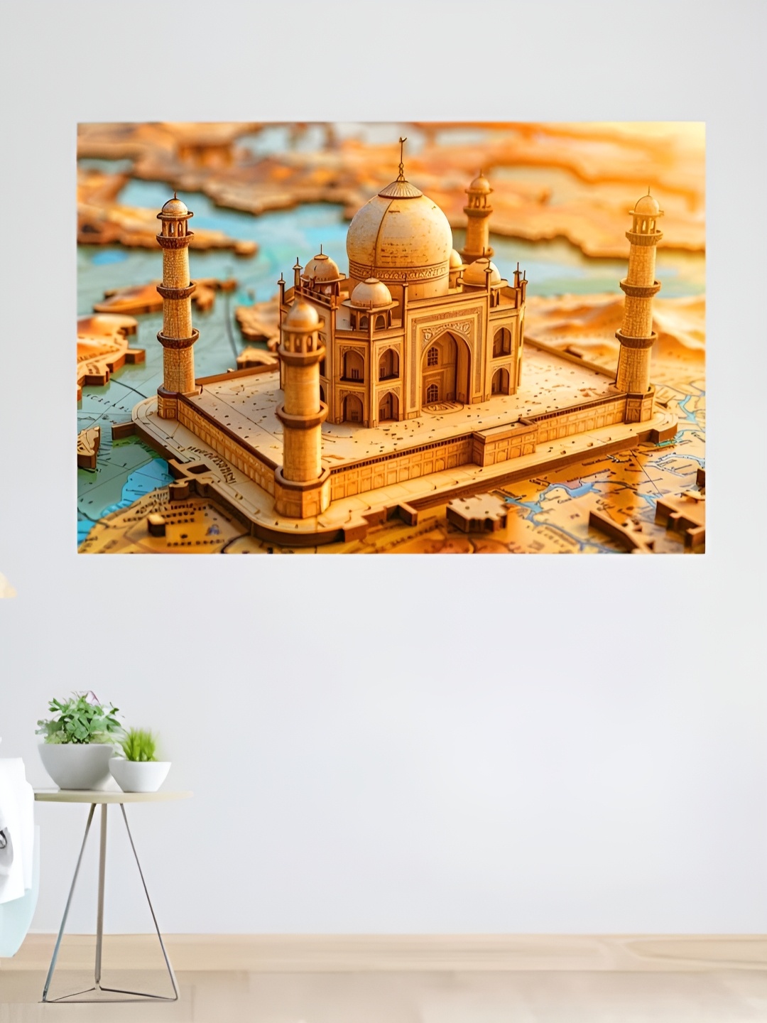 

CLAWCRAFTS Brown and Blue Wooden Wall Painting