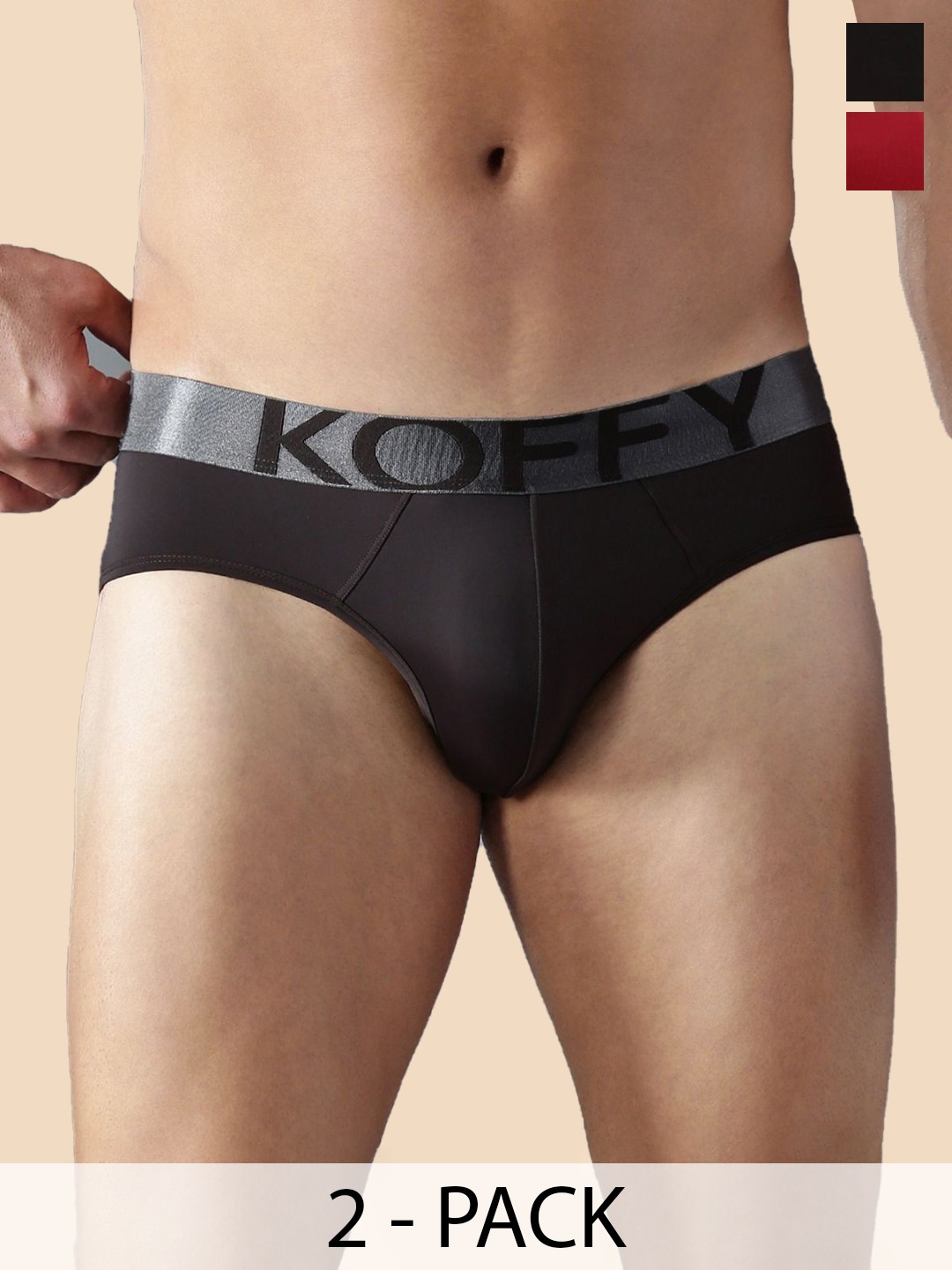 

KOFFY Pack Of 2 Bikini Briefs KOFFY_KI51_BRN_MRN_2PC, Brown