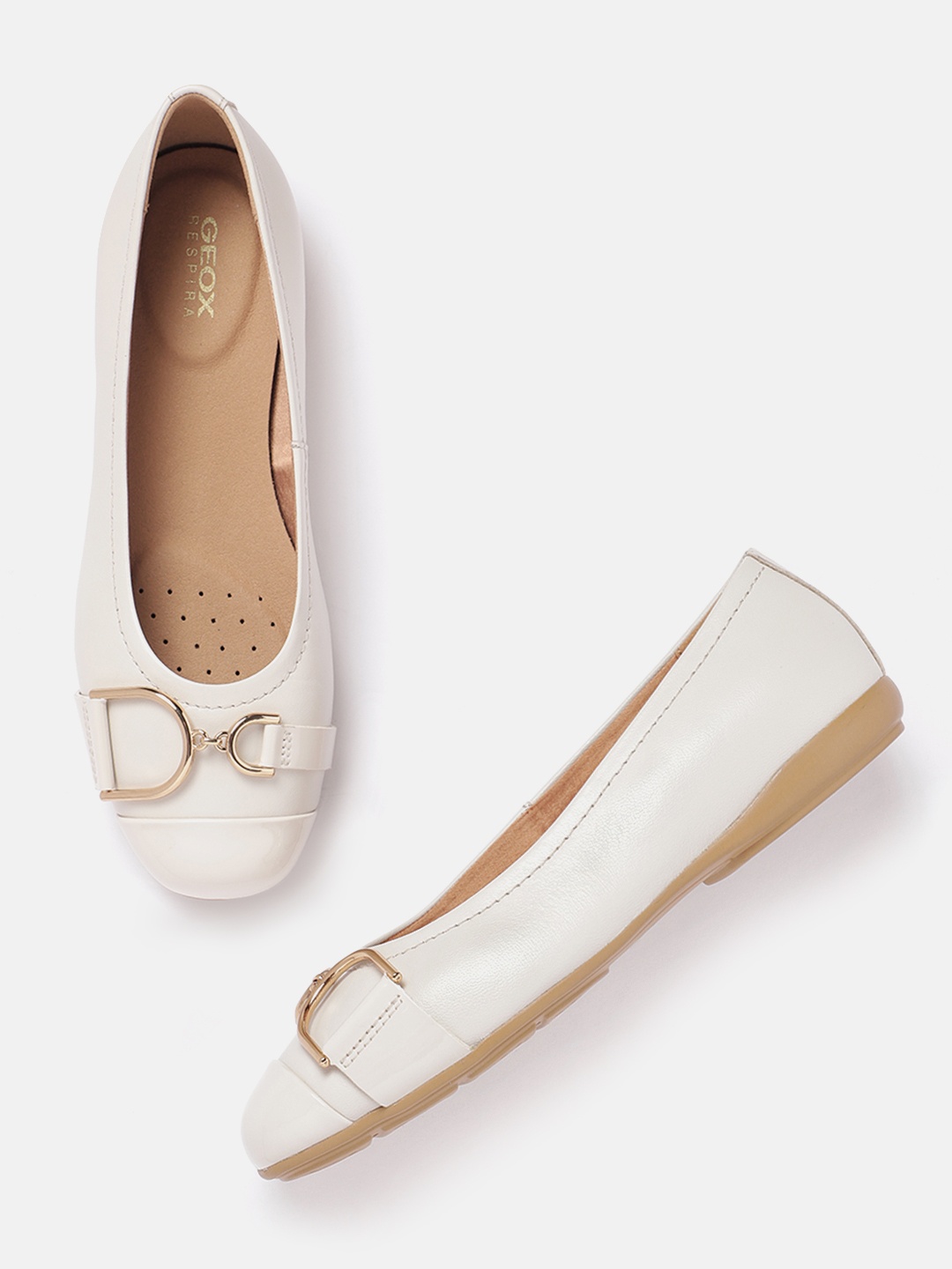 

Geox Leather Ballerinas Flats, Off white