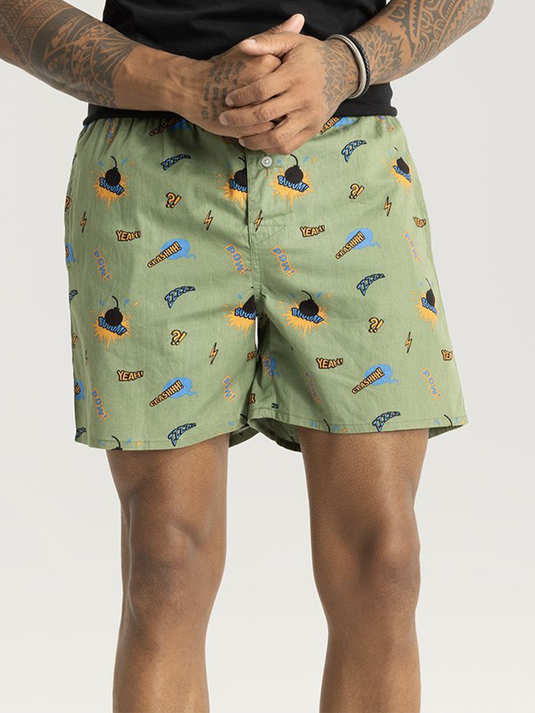 

Snitch Printed Pure Cotton Boxers 4MSBX9243-02-L, Sea green