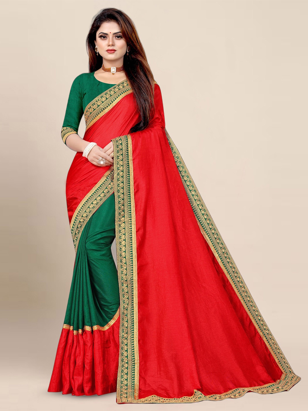 

Aldwych Zari Pure Silk Banarasi Saree, Red