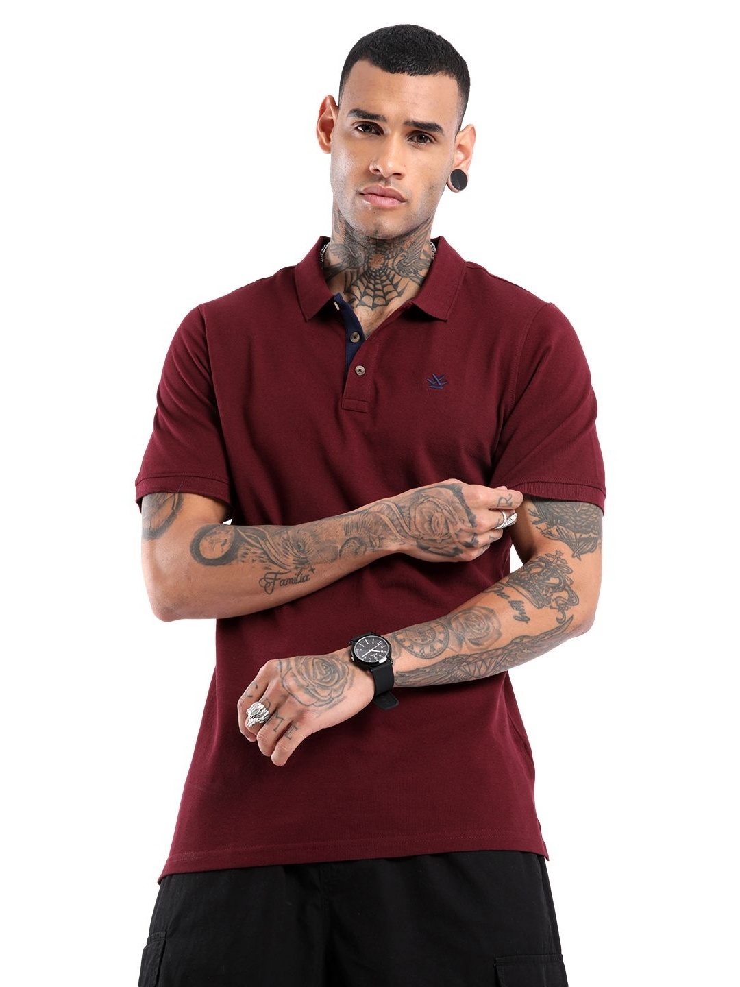 

WROGN Timeless Polo Collar Slim Fit Cotton T-shirt, Maroon