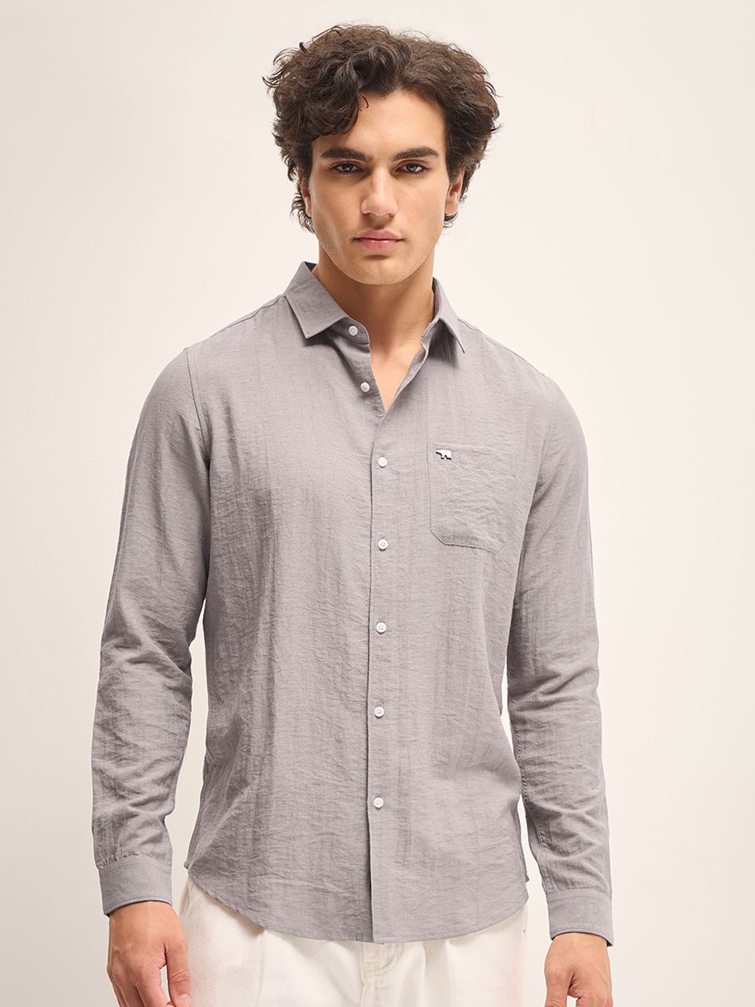 

THE BEAR HOUSE Men Slim Fit Opaque Casual Shirt, Grey