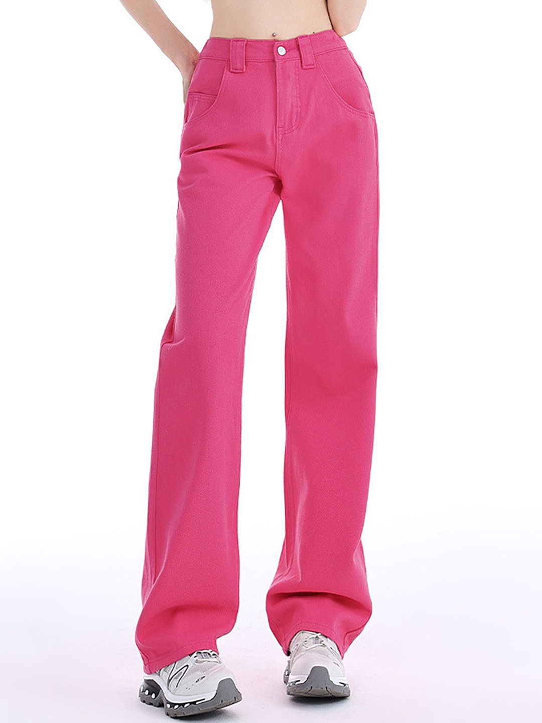 

LULU & SKY Women Wide Leg High-Rise Jeans, Red