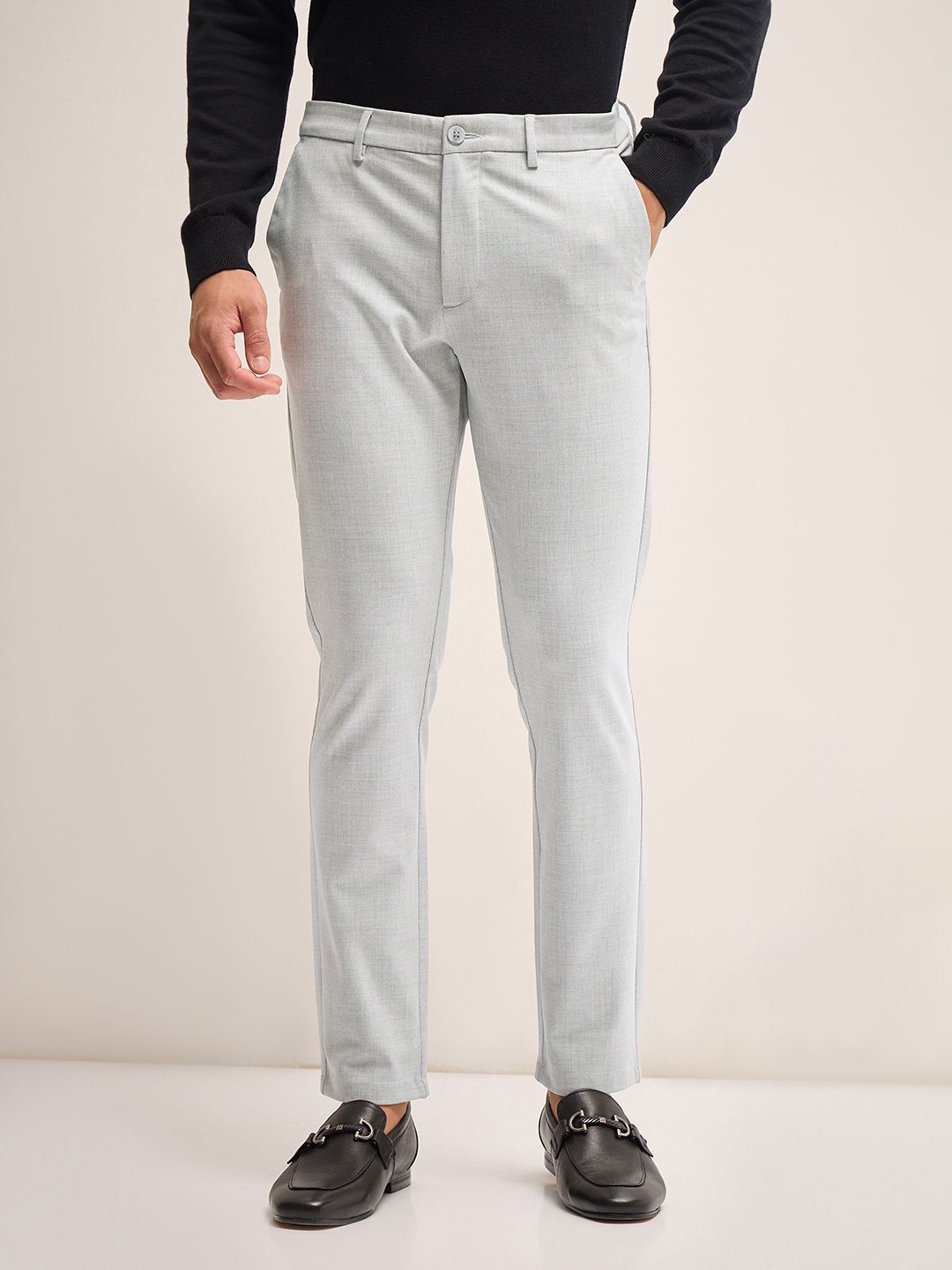 

THE BEAR HOUSE Men Slim Fit Trousers, Grey