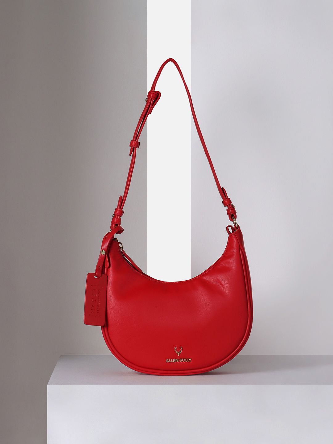 

Allen Solly Woman Colourblocked PU Bucket Hobo Bag, Red