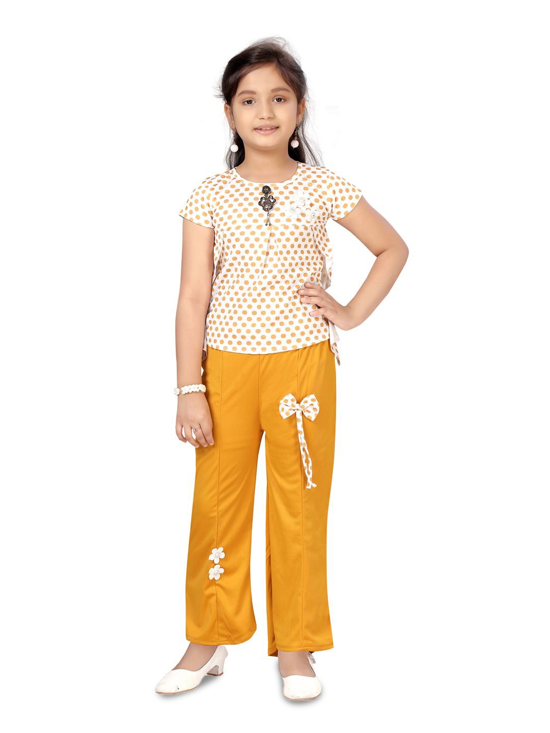 

BAESD Girls Printed Top with Trousers, Yellow