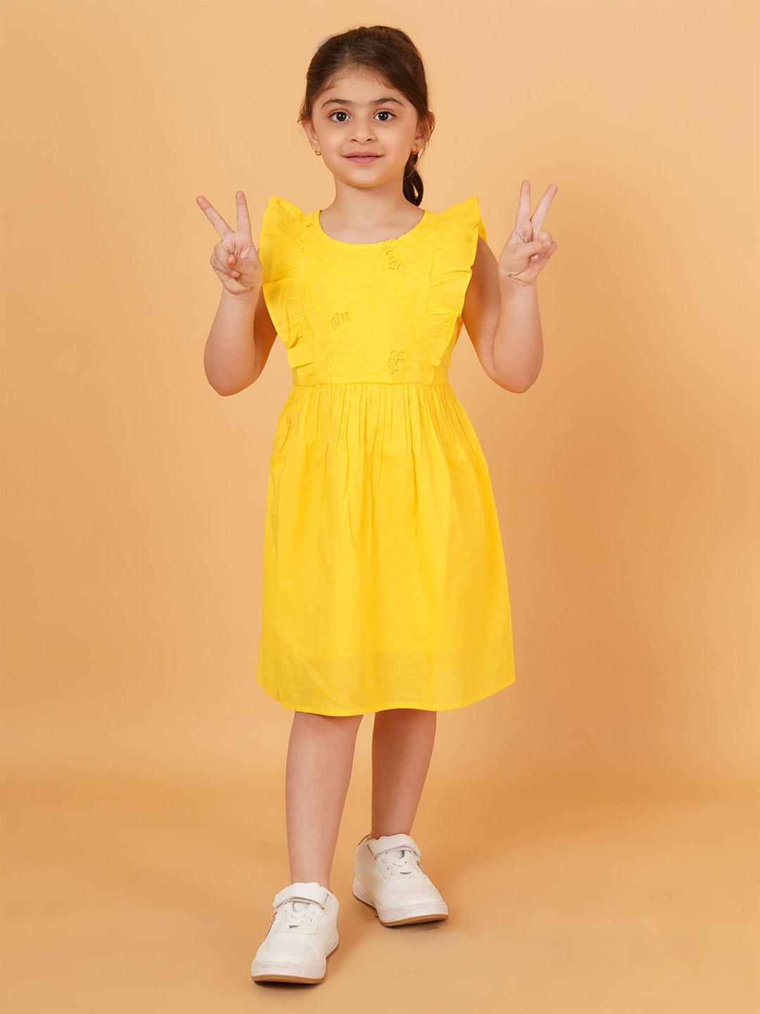 

Creative Kids Flutter Sleeve Fit & Flare Dress, Yellow