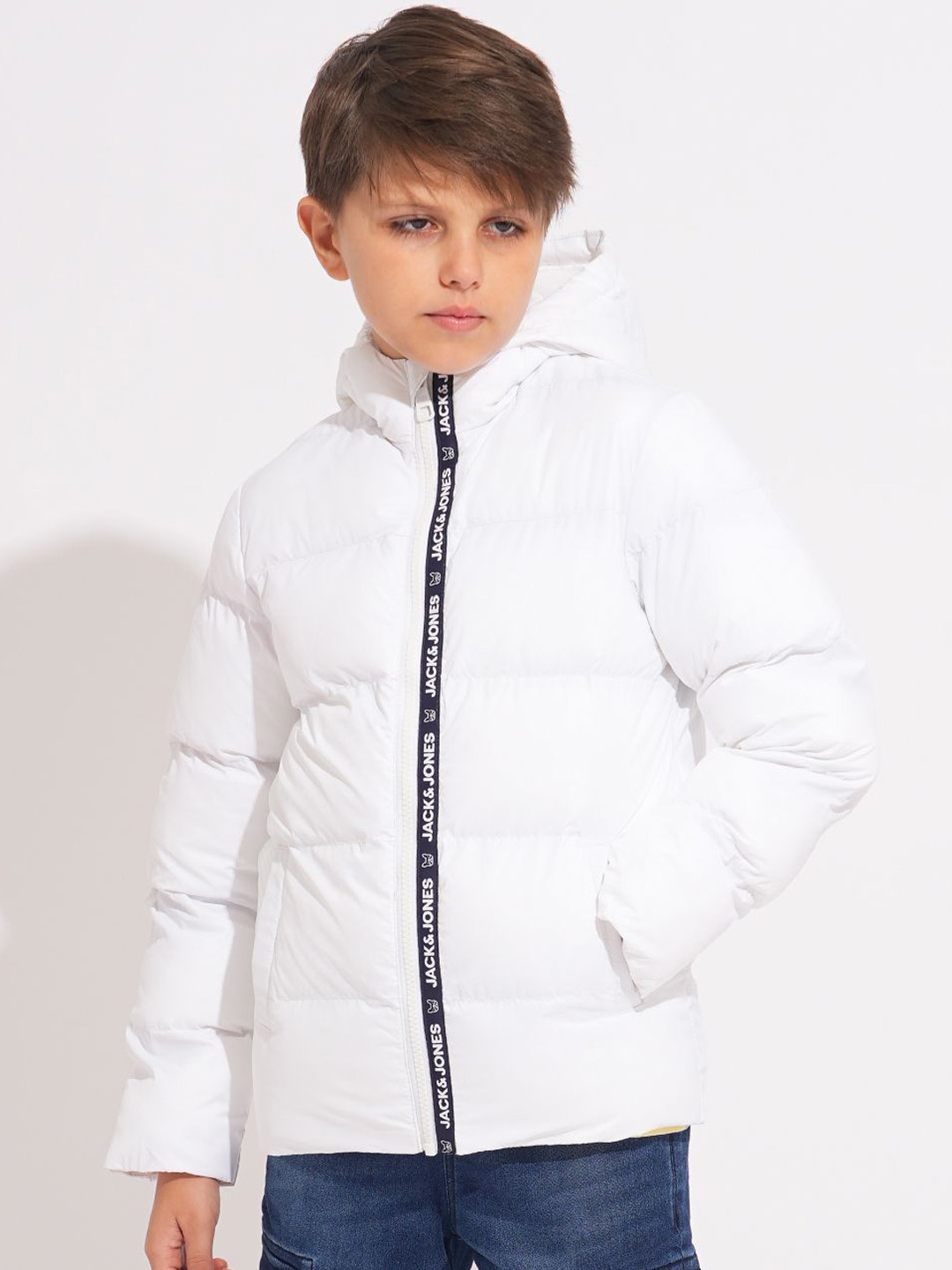 

Jack & Jones Junior Boys Checked Crop Puffer Jacket, White