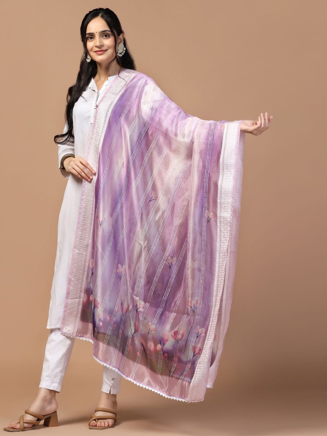 

Kaizen TEXO FAB Floral Printed Dupatta, Violet