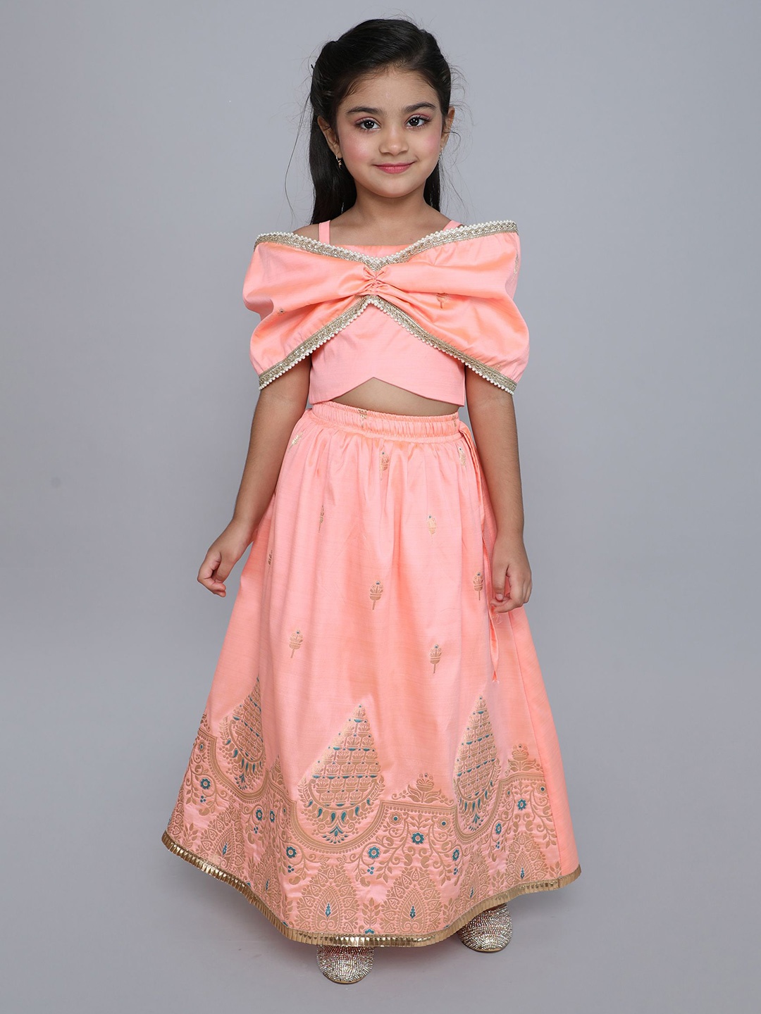 

MANY FROCKS & Girls Embellished Ready to Wear Lehenga, Pink