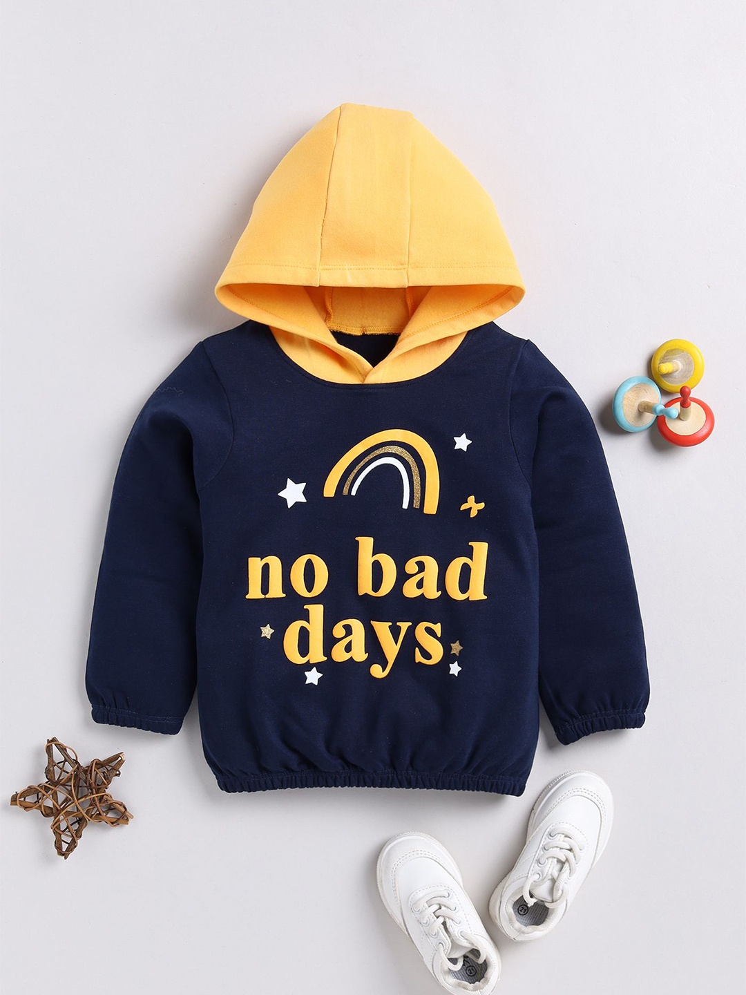 

MIMINO Girls Typography Printed Sweatshirt, Navy blue