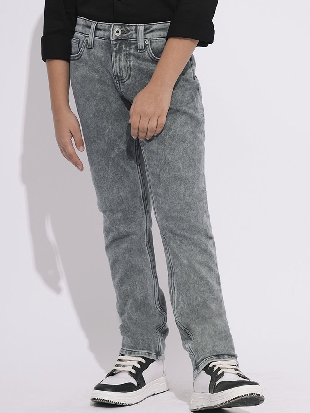

Jack & Jones Junior Boys Straight Fit Stretchable Jeans, Grey