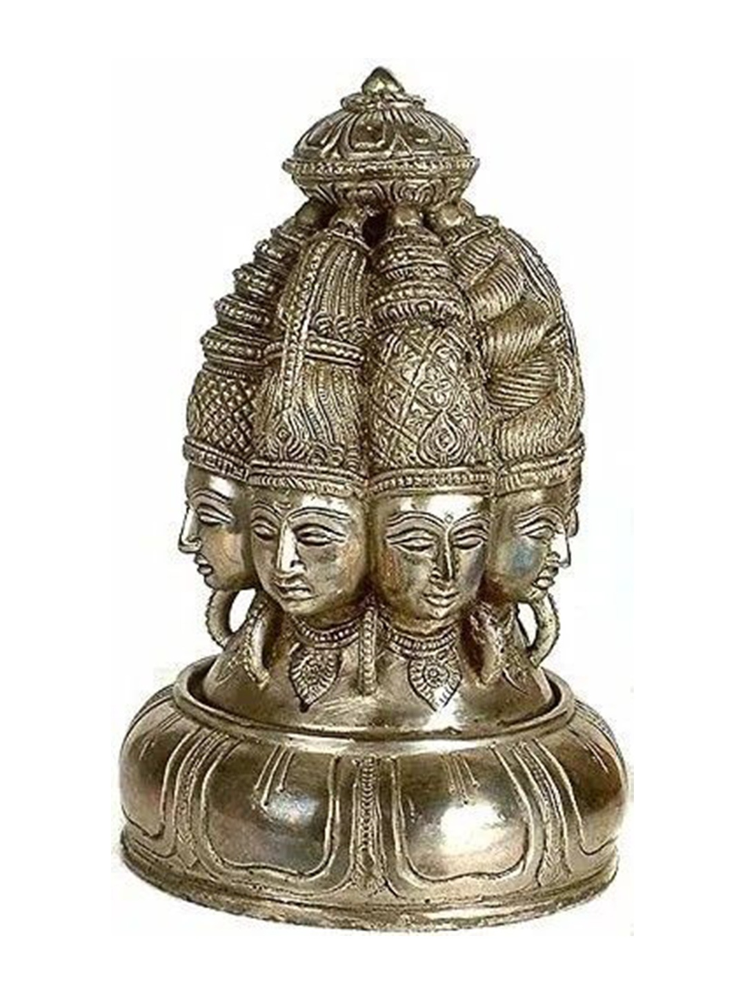 

Exotic India 9" Ashta Mukha Lingam in Brass - Made in India, Silver