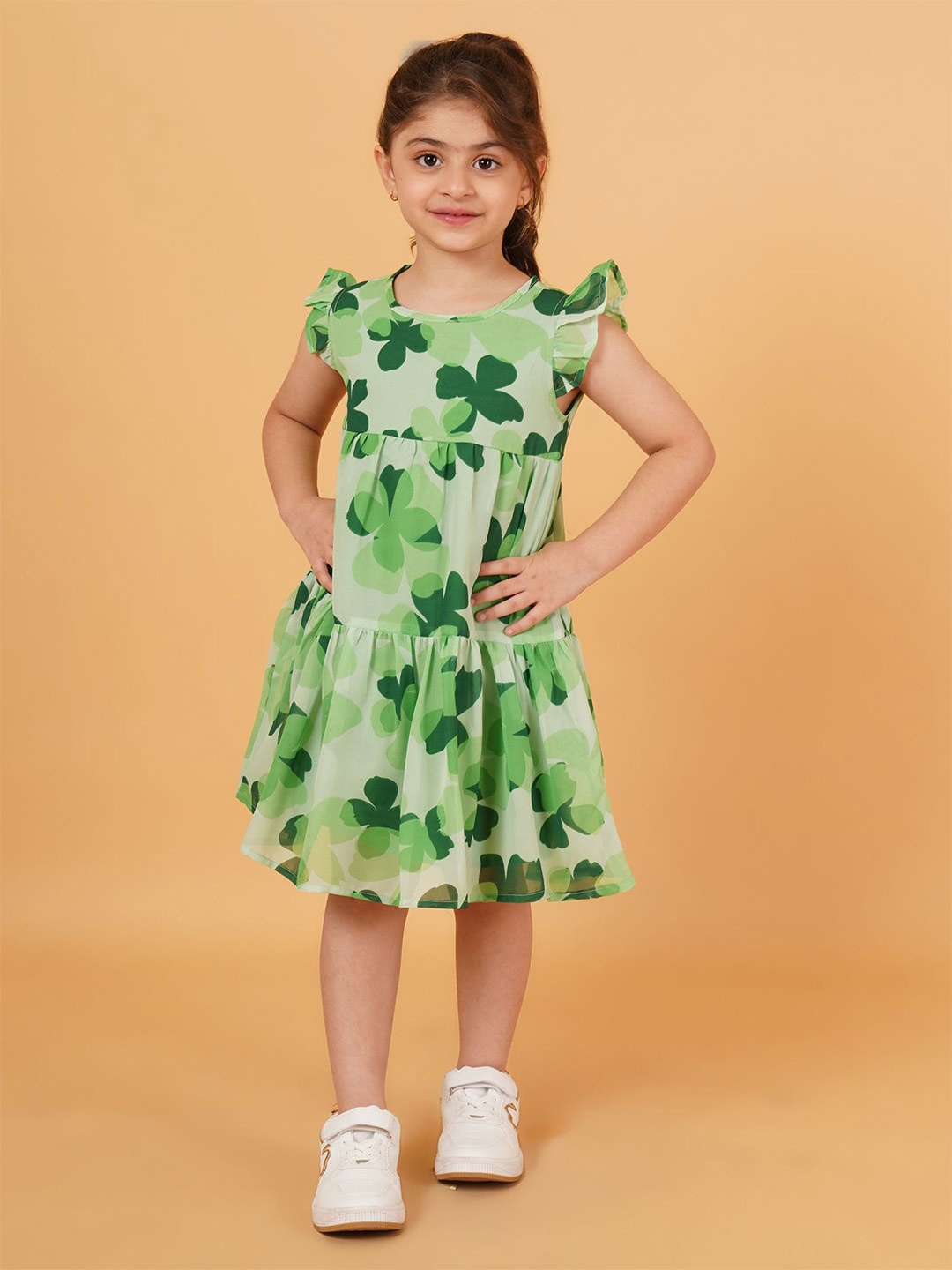 

Creative Kids Floral Print A-Line Dress, Green