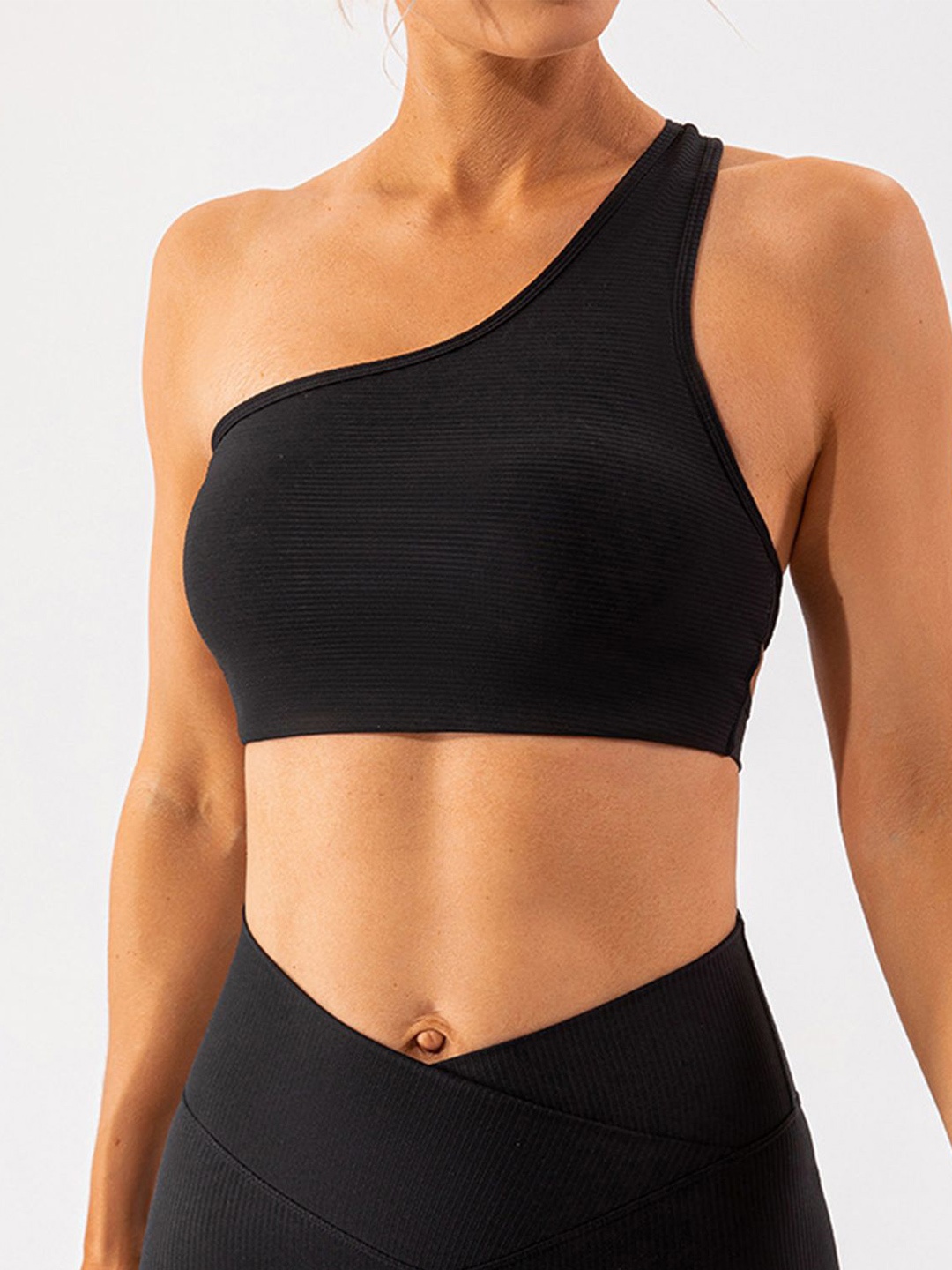 

LULU & SKY One Shoulder Bralette Crop Top, Black