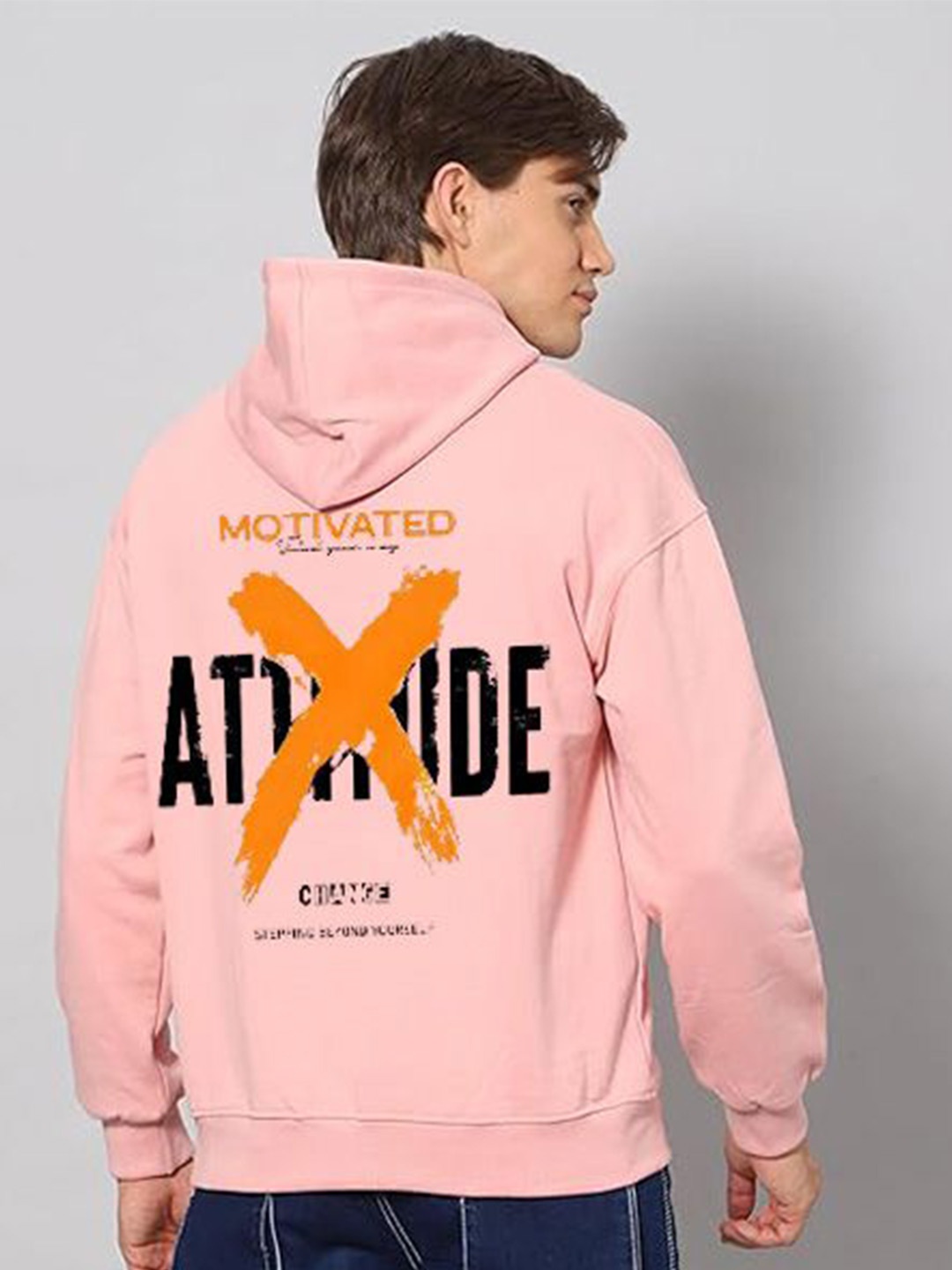 

GLITO Men Hooded Sweatshirt, Peach